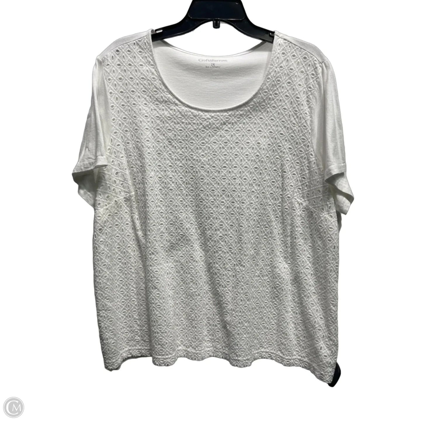 Top Short Sleeve By Croft And Barrow In White, Size: 2x