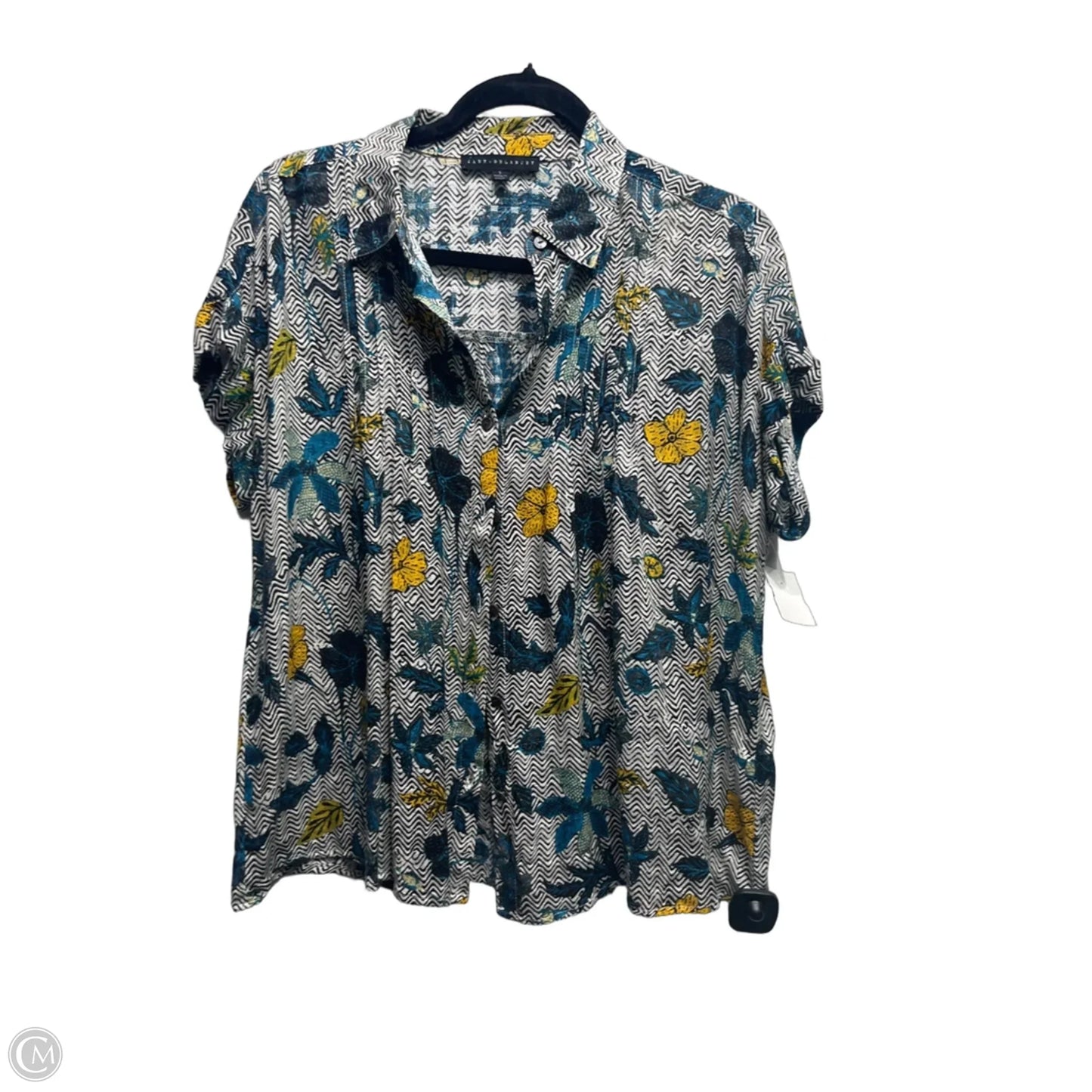 Top Short Sleeve By Jane And Delancey In Blue & Yellow, Size: S