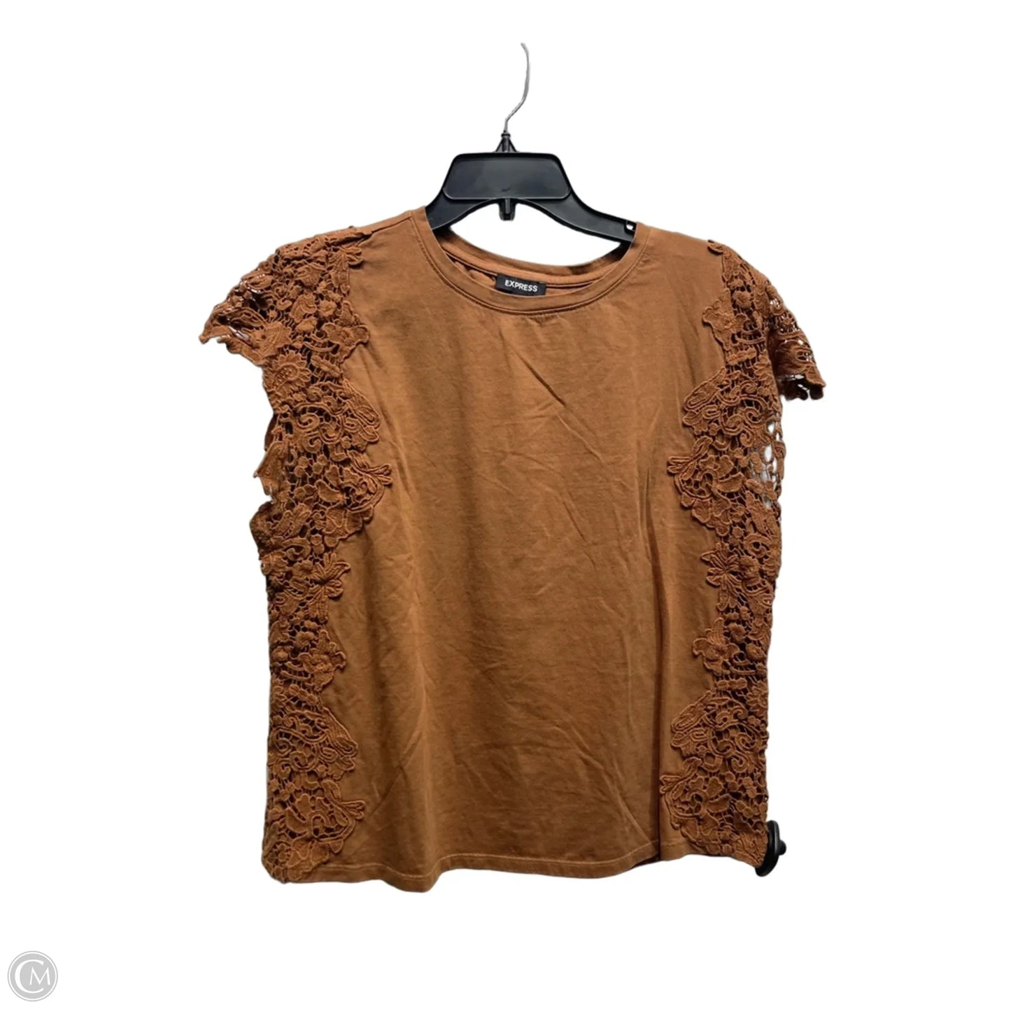 Top Short Sleeve By Express In Brown, Size: L