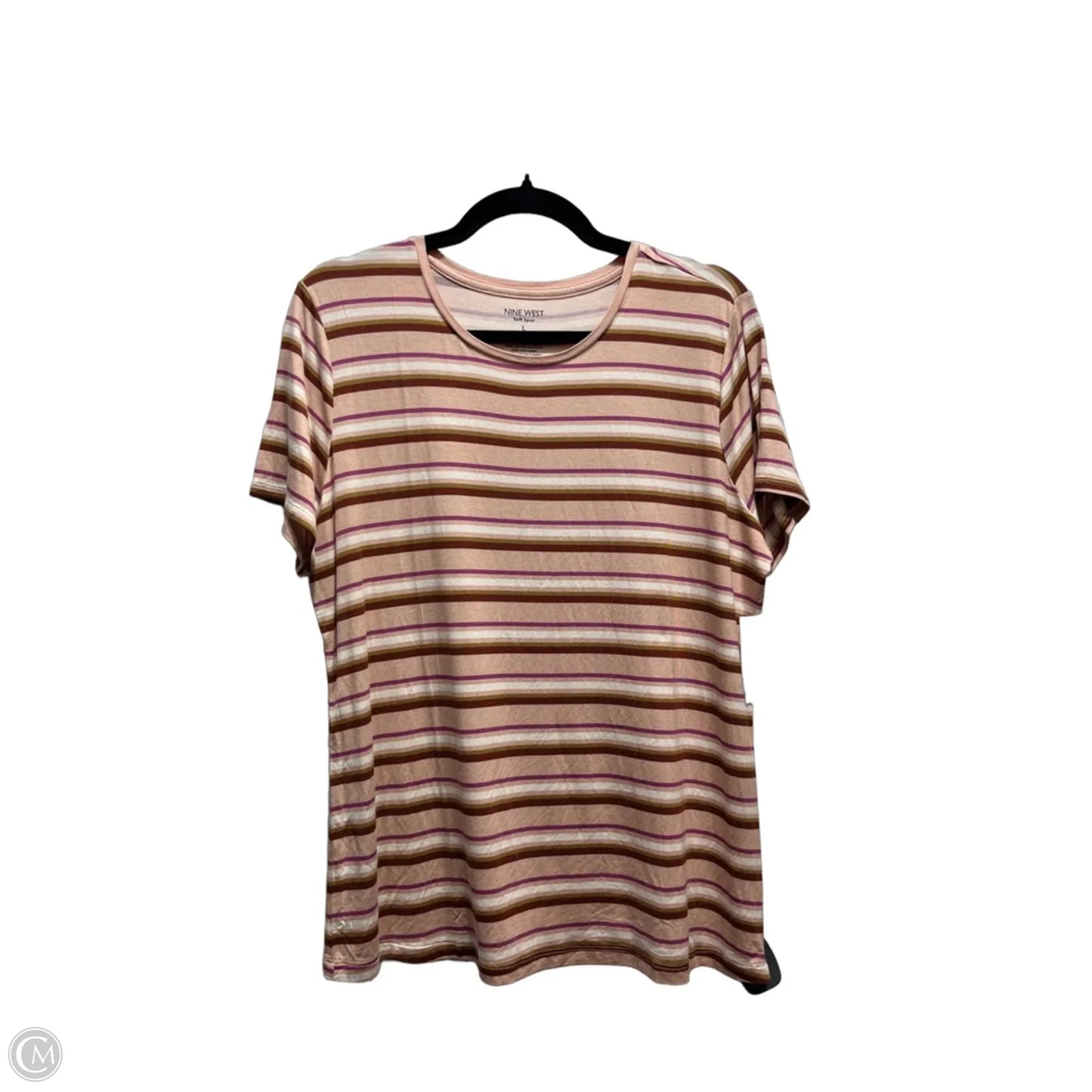 Top Short Sleeve By Nine West In Brown & Pink, Size: L