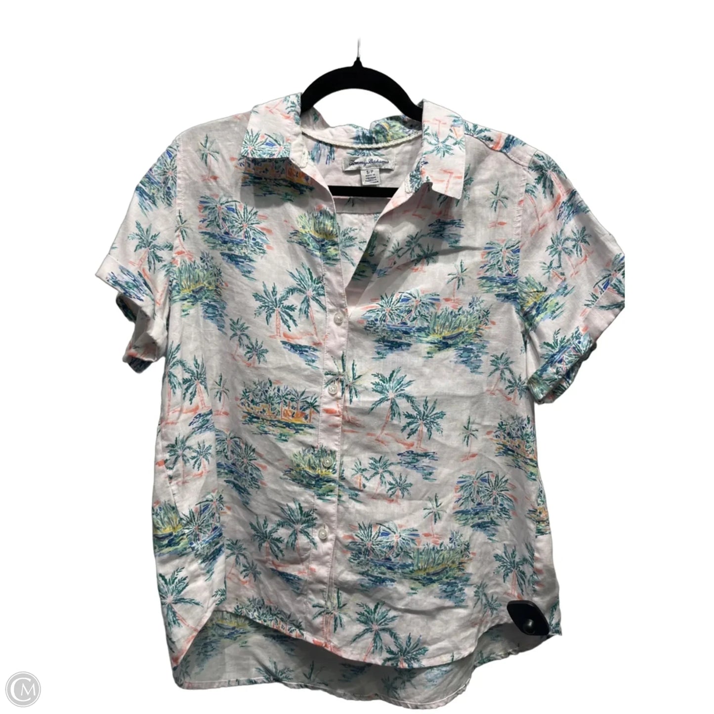 Top Short Sleeve By Tommy Bahama In Grey & Pink, Size: S