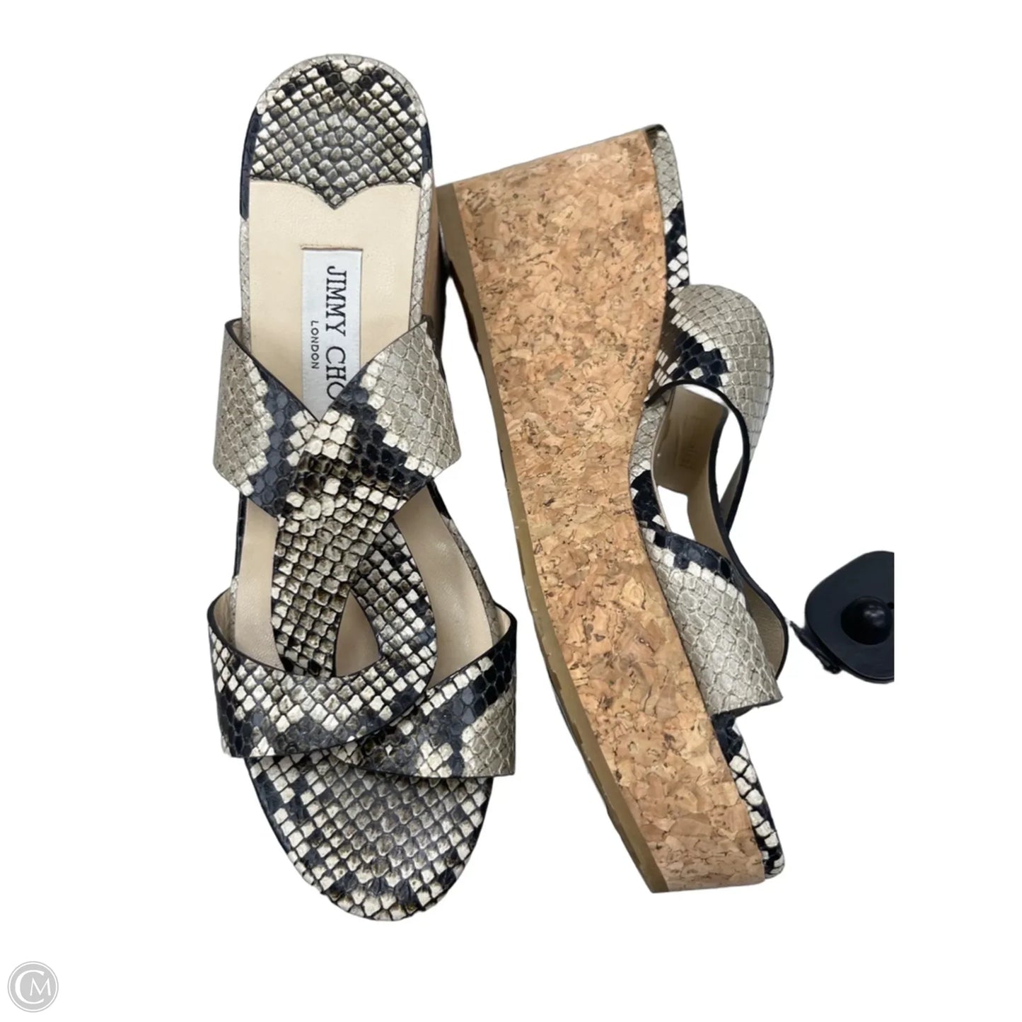 Sandals Luxury Designer By Jimmy Choo In Snakeskin Print, Size: 9