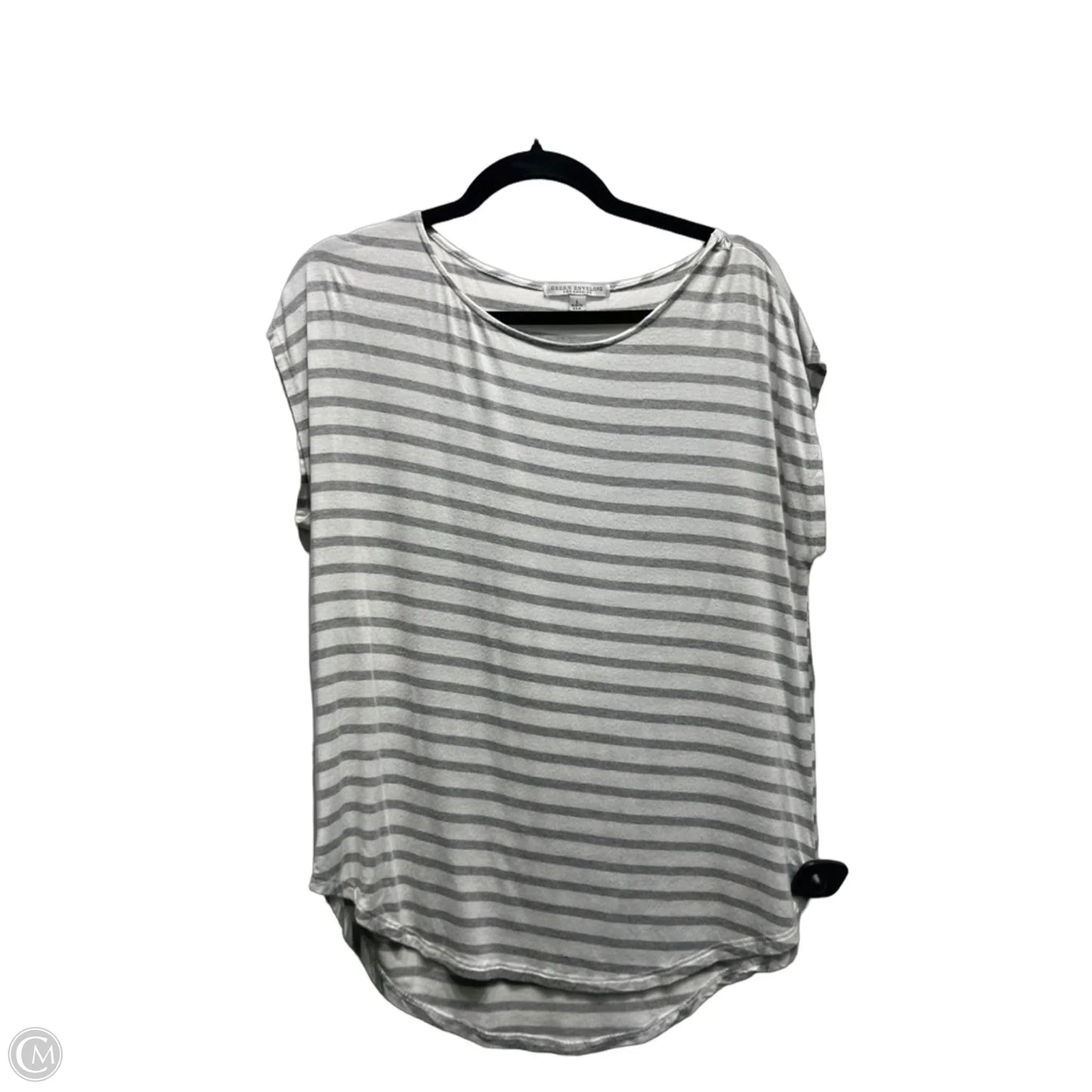 Top Short Sleeve By Green Envelope In Grey & White, Size: L