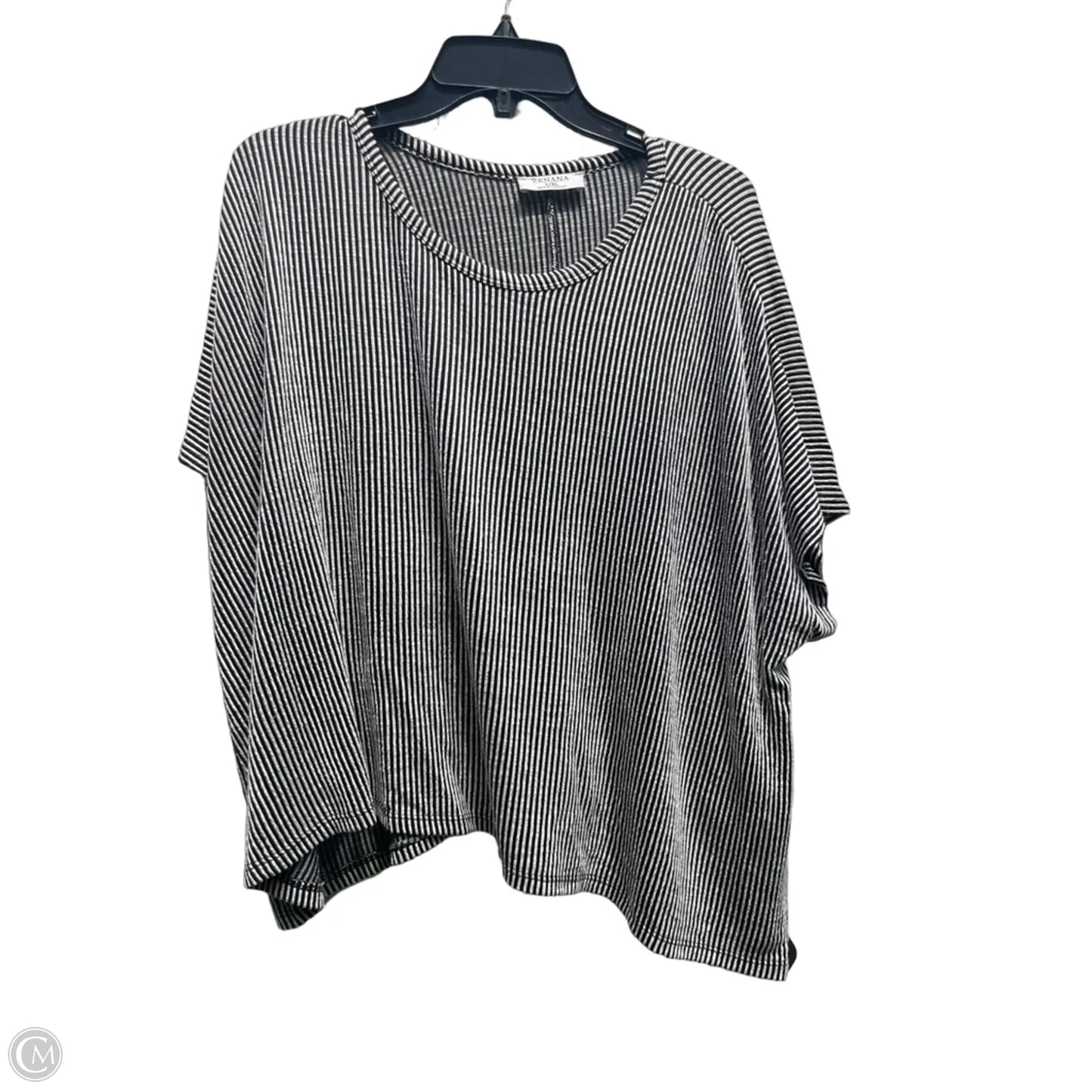 Top Short Sleeve By Zenana In Black & White, Size: L