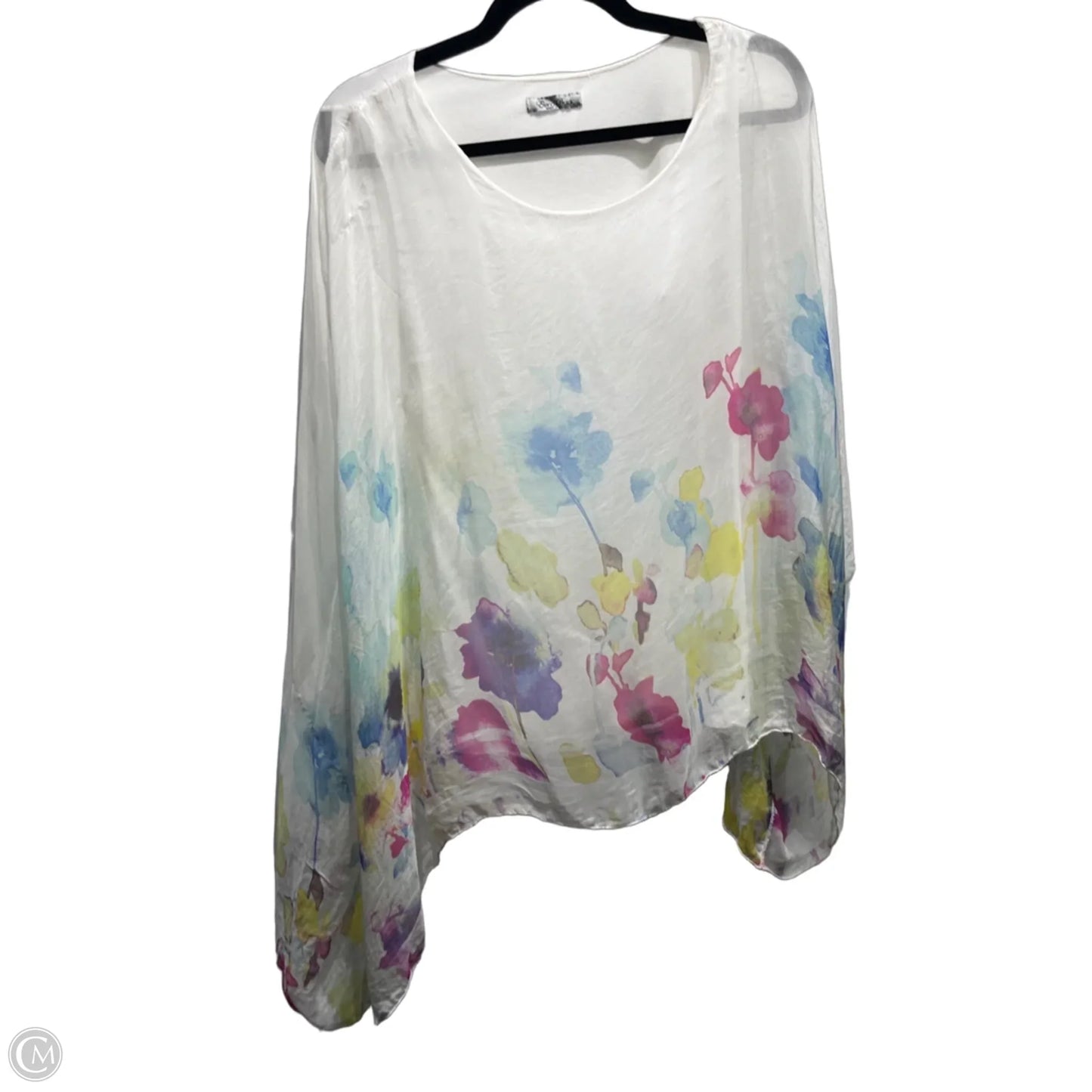 Top Short Sleeve By Elena Baldi In White & Yellow, Size: M