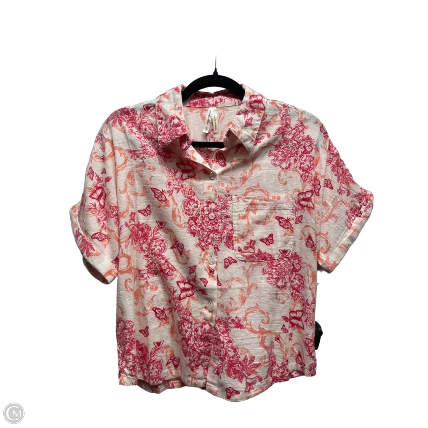 Top Short Sleeve By Clothes Mentor In Orange & Pink, Size: L