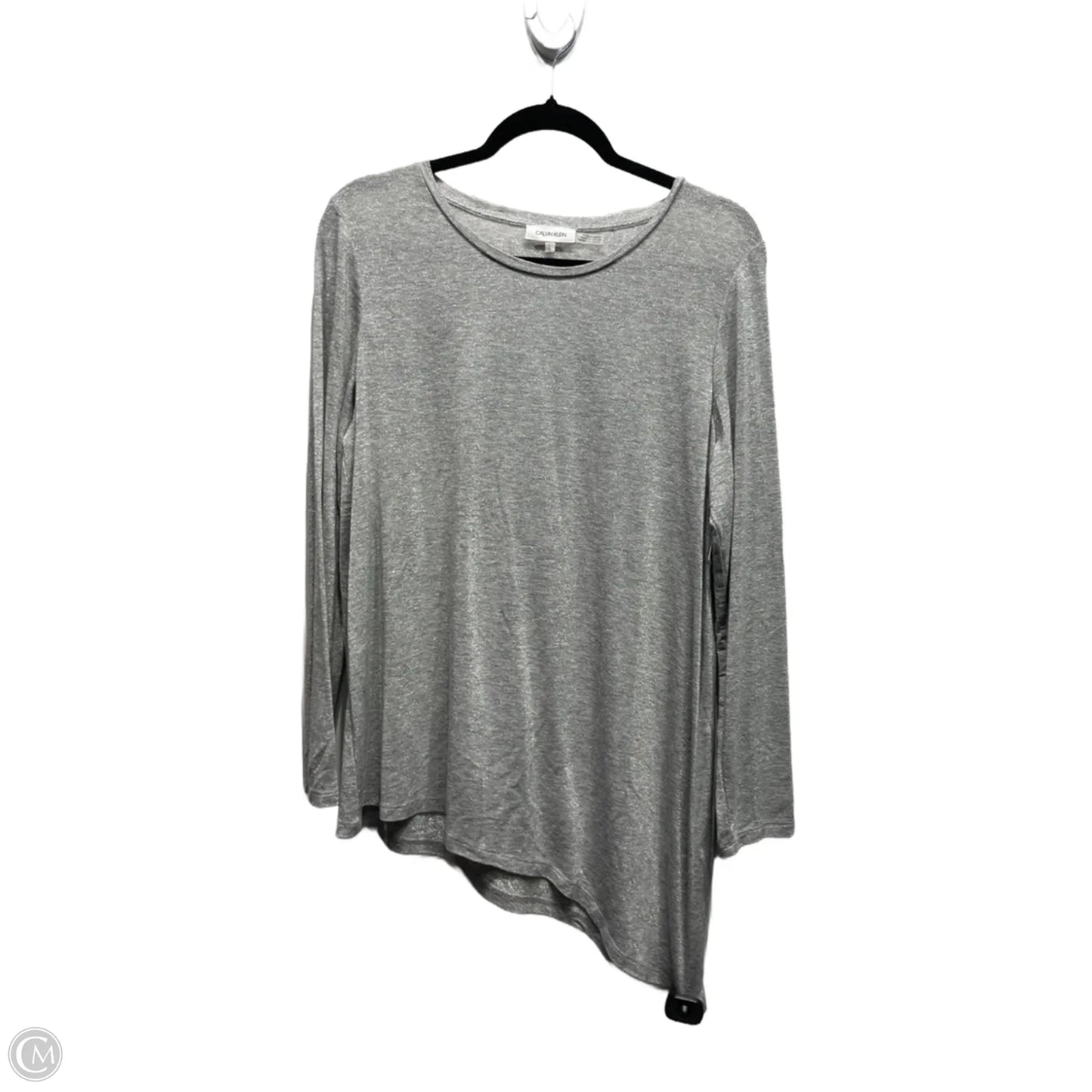 Top Long Sleeve By Calvin Klein In Silver, Size: L