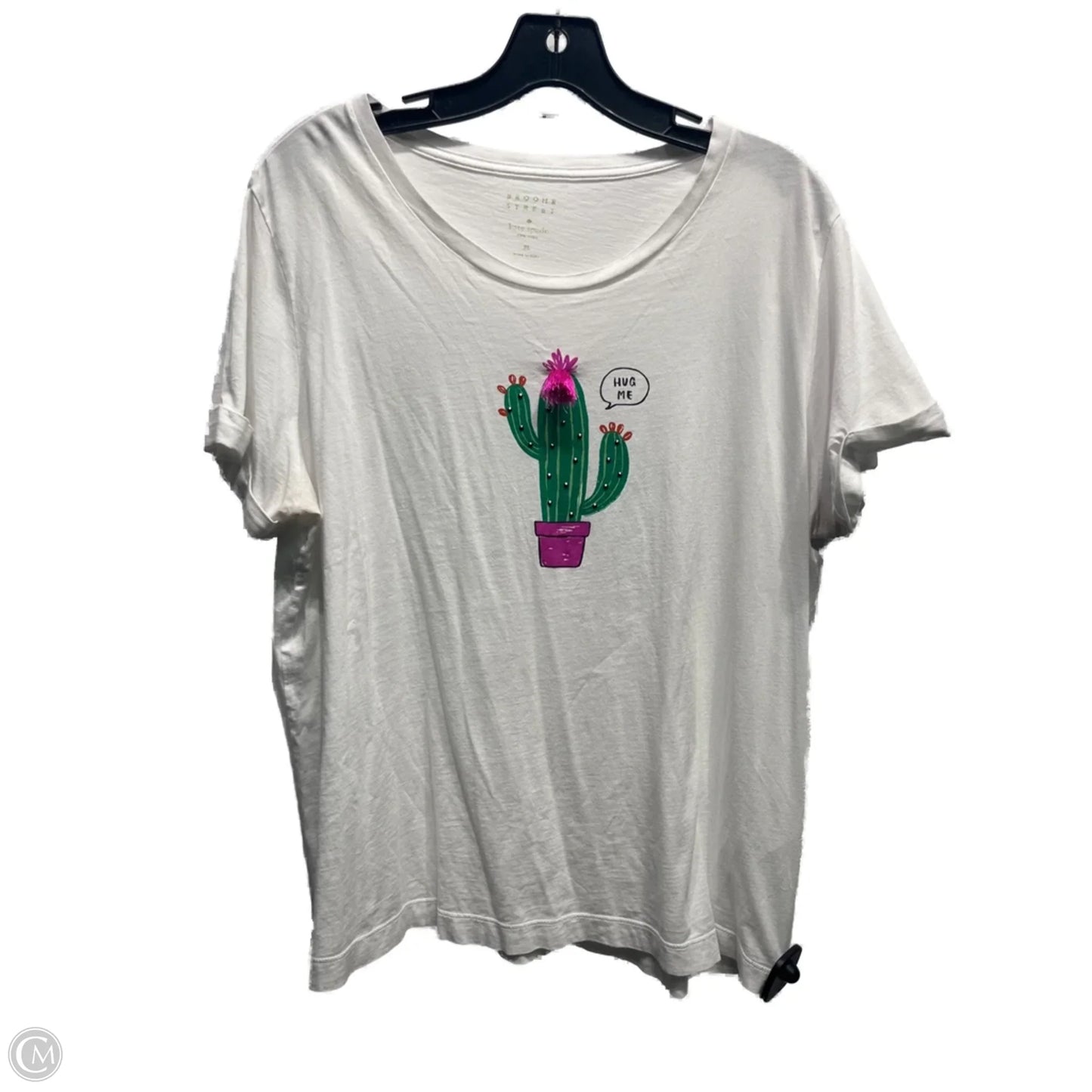 Top Short Sleeve Designer By Kate Spade In White, Size: Xl