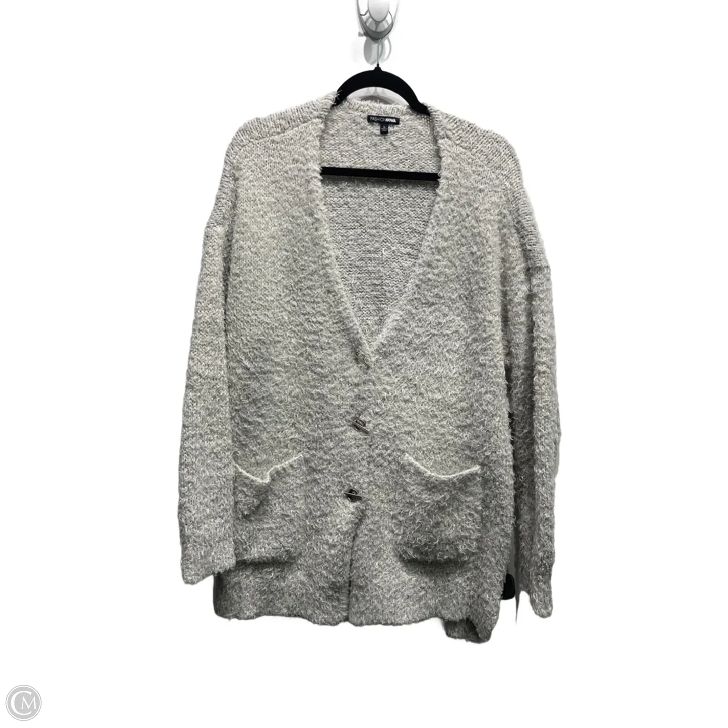 Sweater Cardigan By Fashion Nova In Grey, Size: 1x