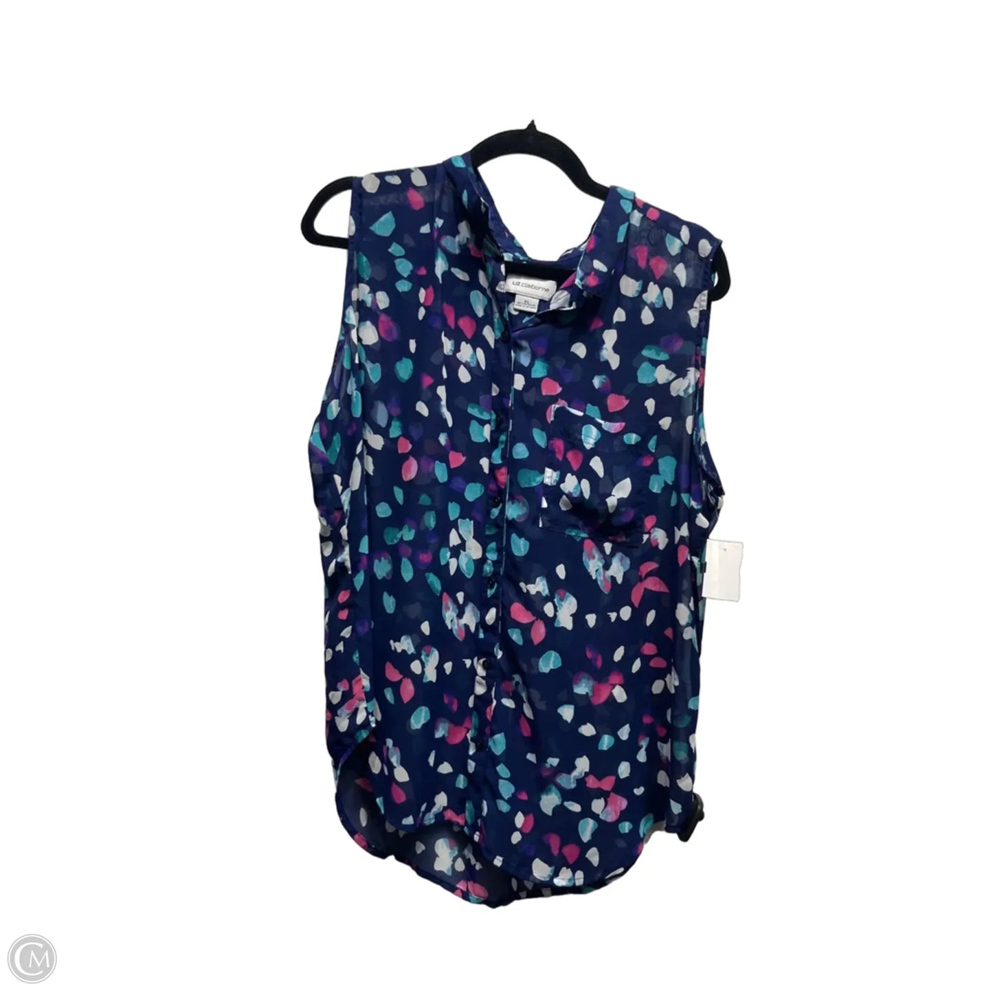 Top Sleeveless By Liz Claiborne In Blue & Green, Size: Xl