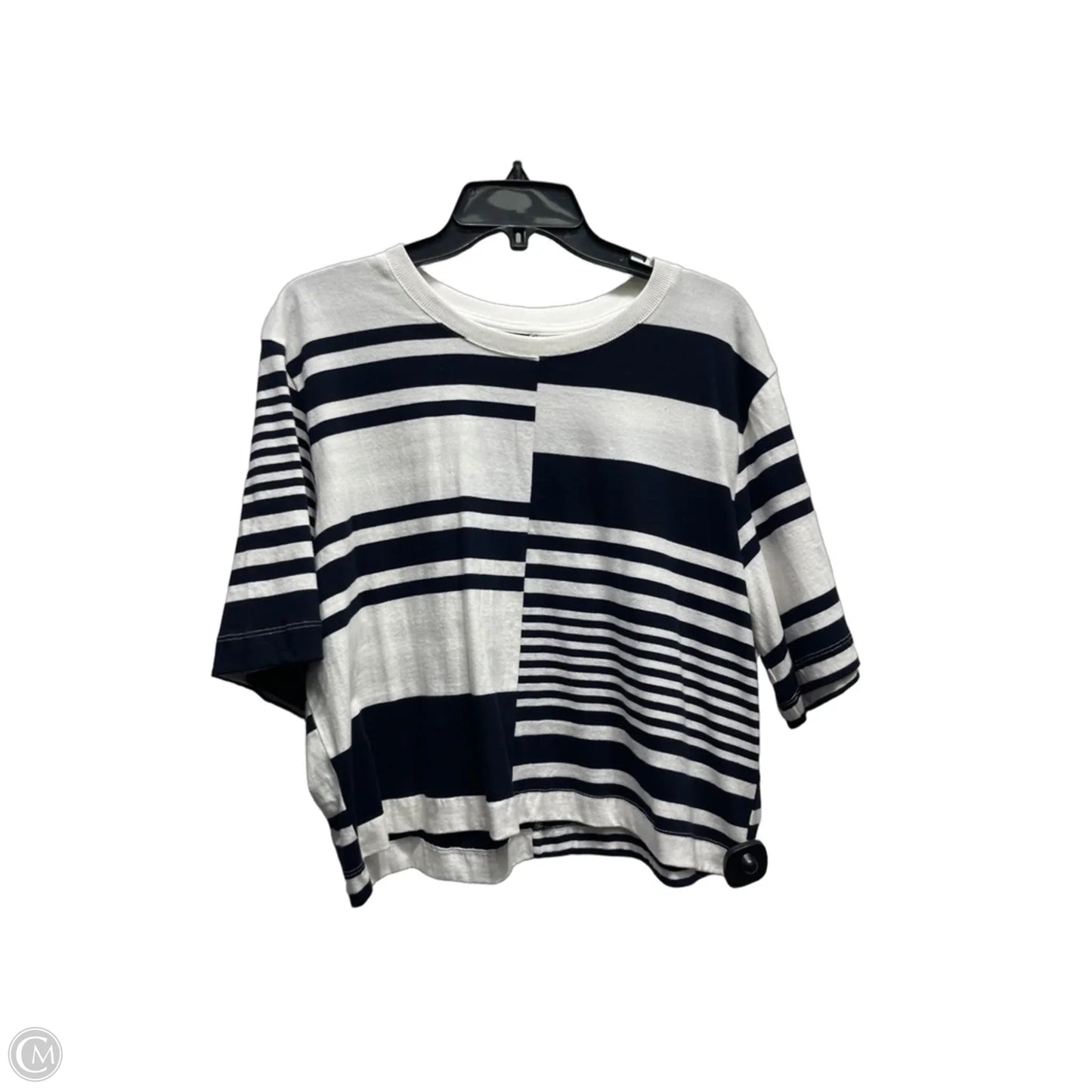 Top Short Sleeve By Maeve In Blue & White, Size: L