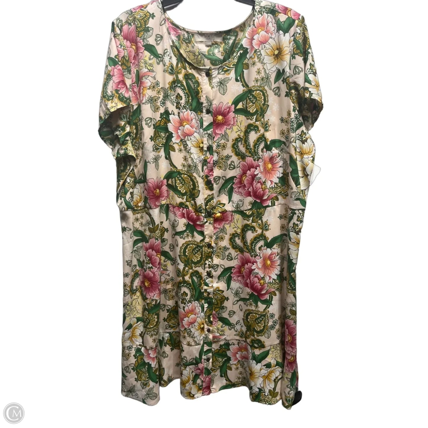 Dress Casual Short By Loft In Green & Orange, Size: 2x