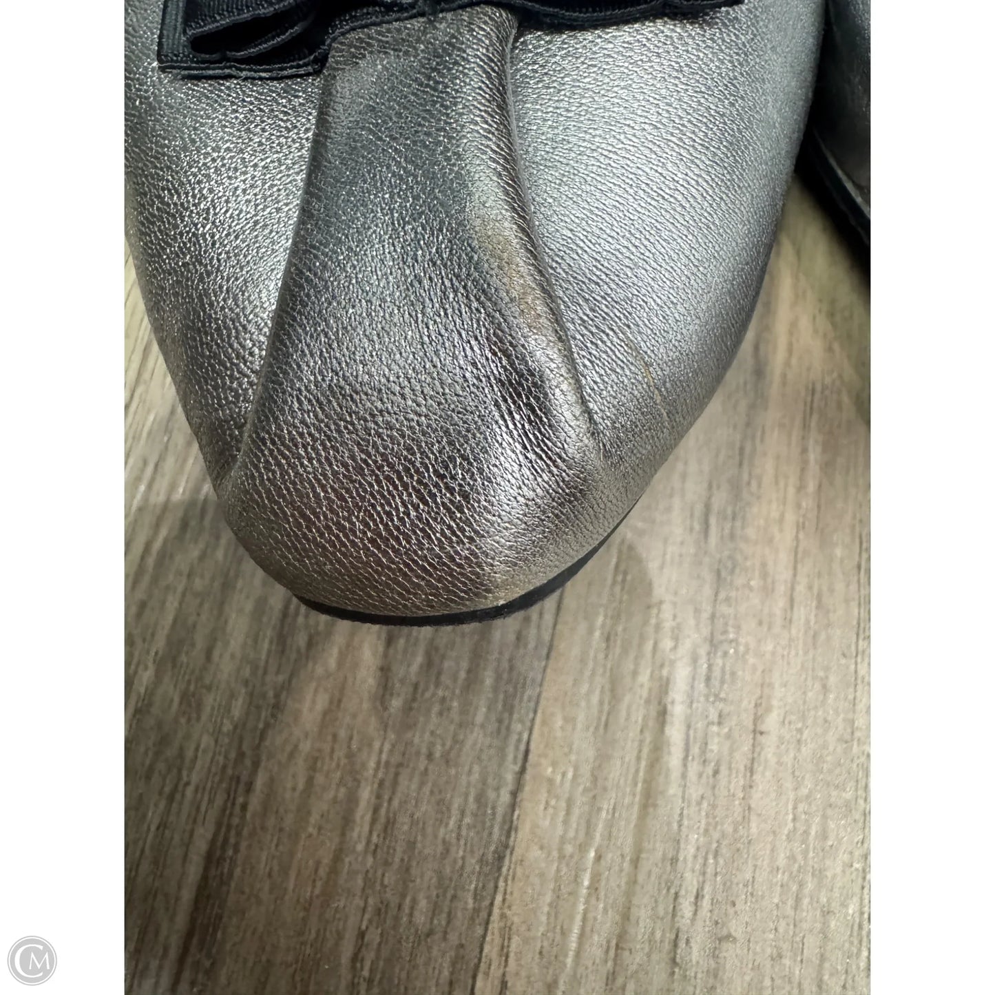 Shoes Luxury Designer By Ferragamo In Silver, Size: 6.5