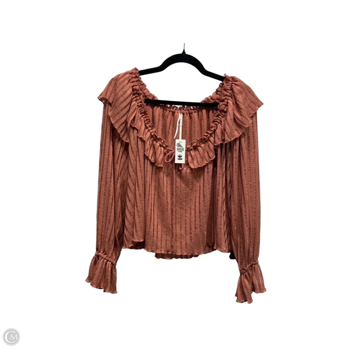 Top Long Sleeve By Anthropologie In Orange, Size: S