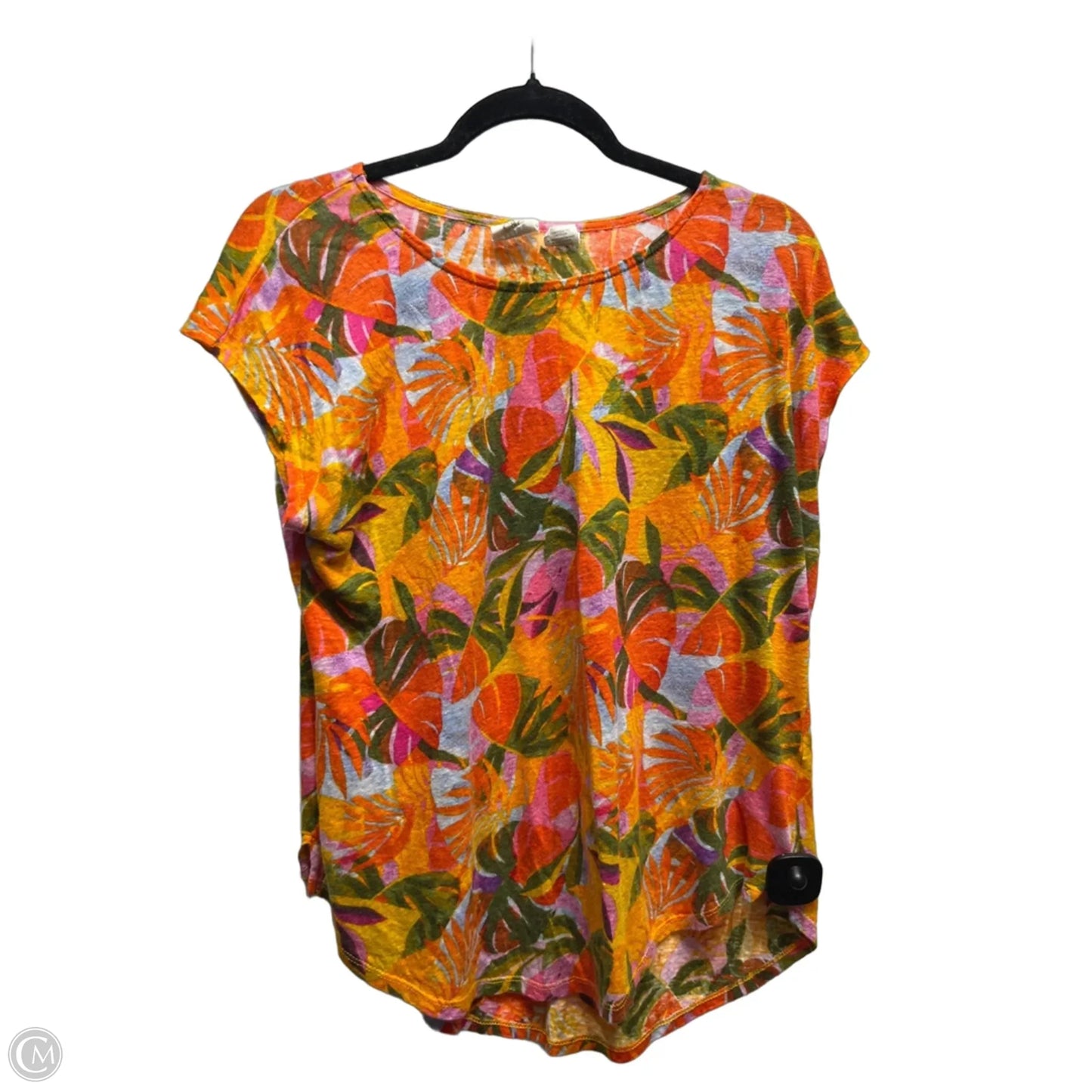 Top Short Sleeve By C And C In Orange & Pink, Size: L