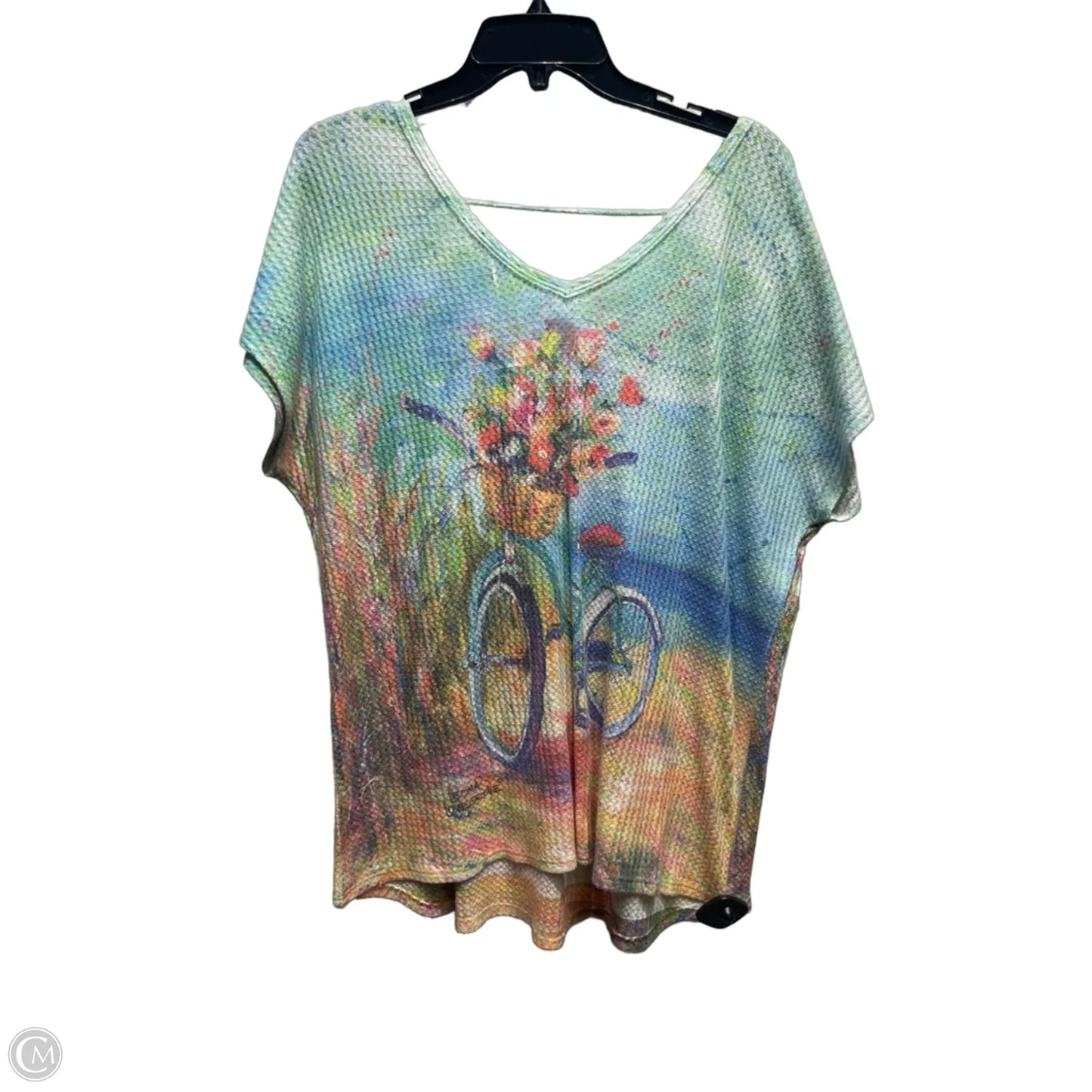 Top Short Sleeve By Leoma Lovegrove In Blue & Green, Size: Xl