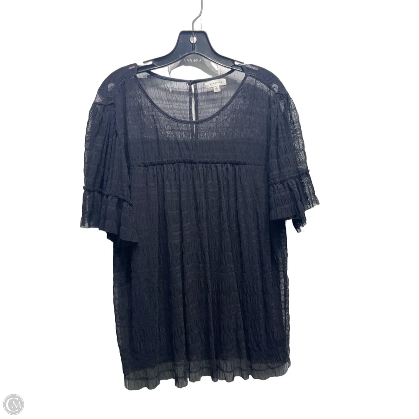 Top Short Sleeve By Max Studio In Black, Size: L