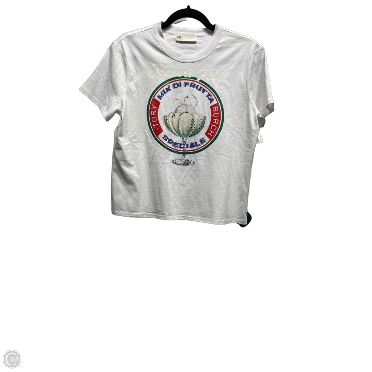 Top Short Sleeve Designer By Tory Burch In White, Size: S
