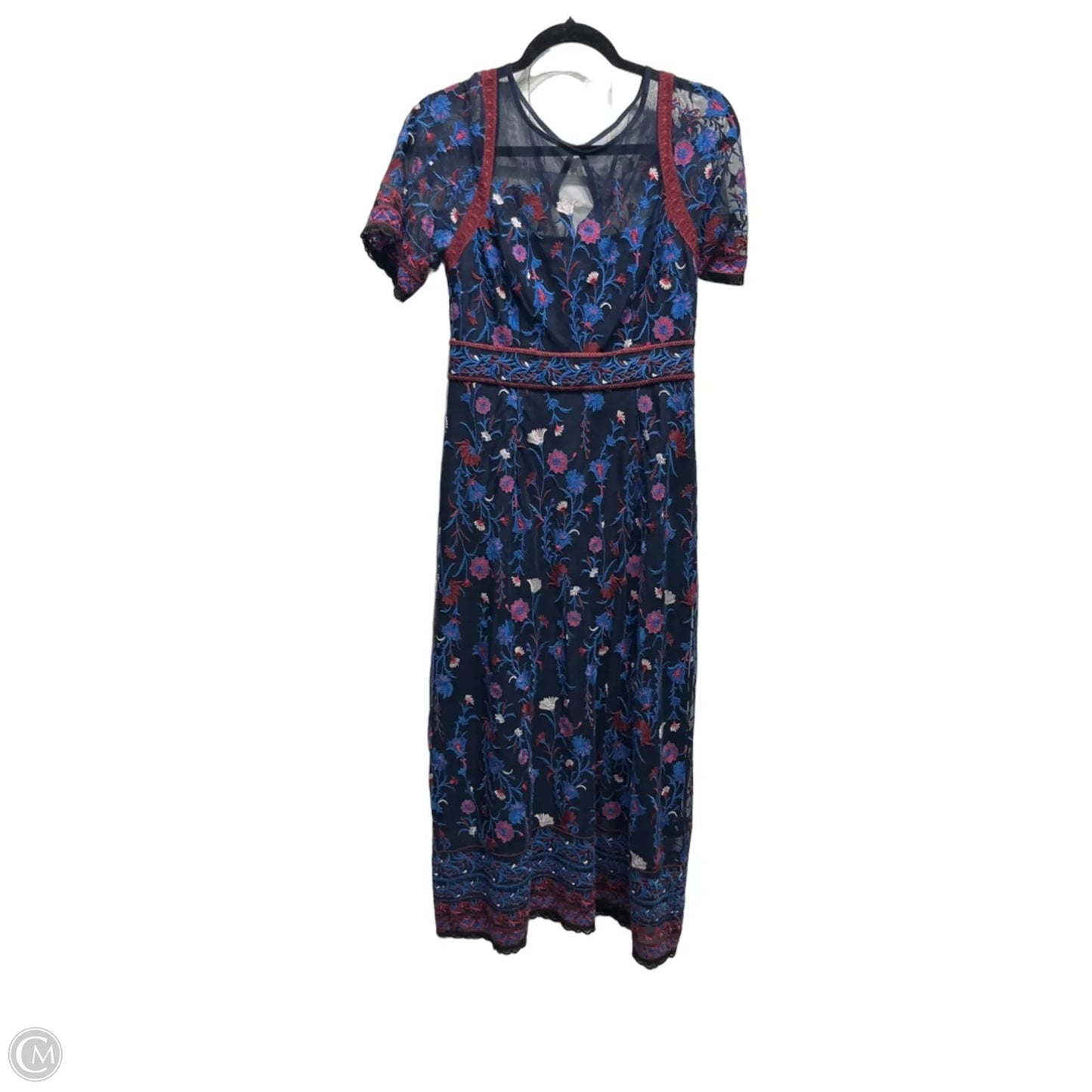 Dress Party Long By Anthropologie In Blue & Red, Size: 4