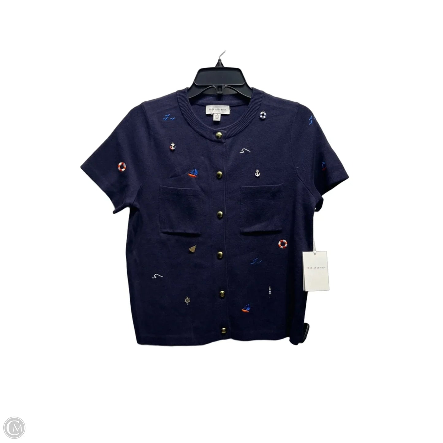 Sweater Cardigan By Free Assembly In Navy, Size: S