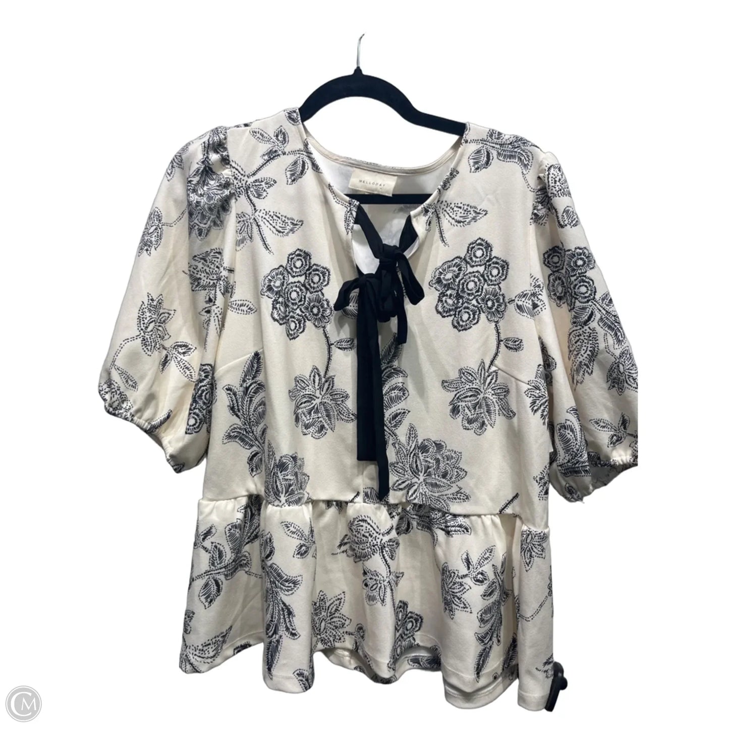 Top Short Sleeve By Melloday In Black & Cream, Size: L