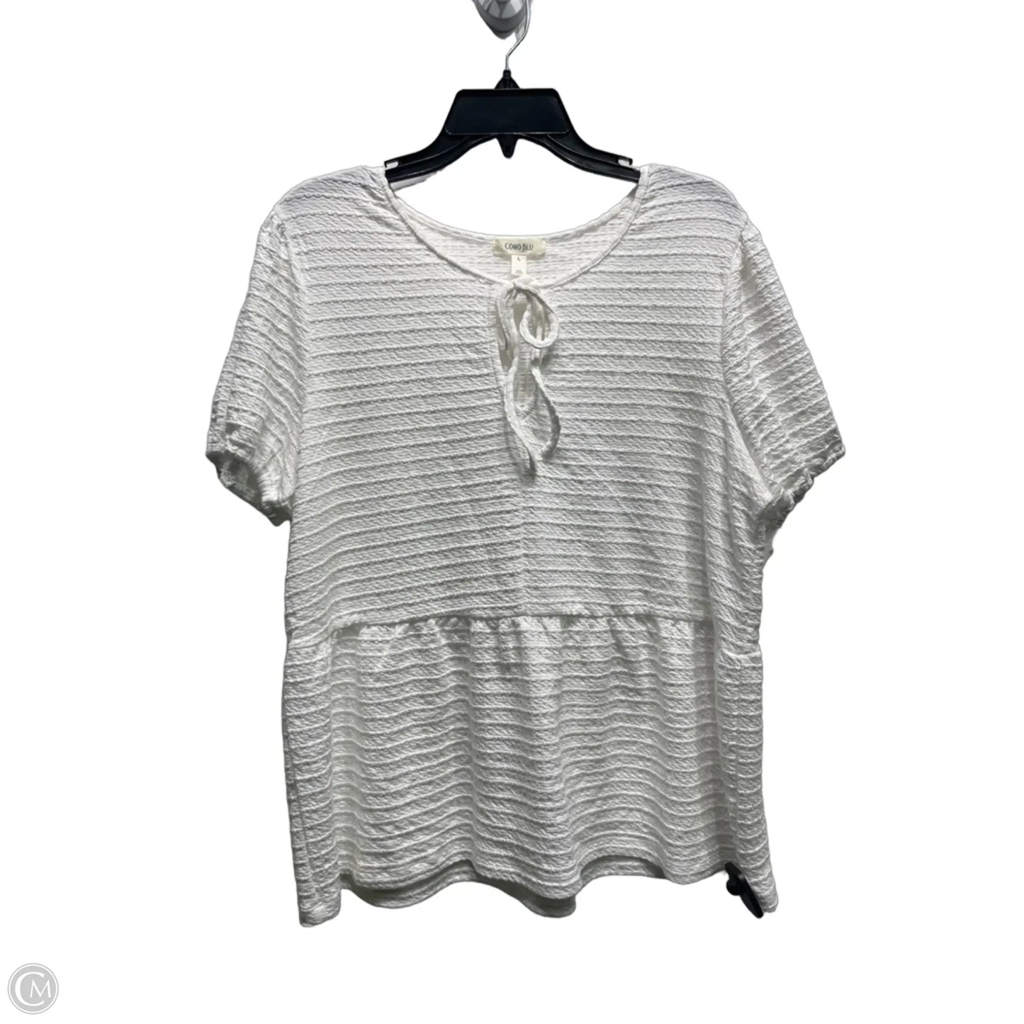 Top Short Sleeve By Como Blu In White, Size: L