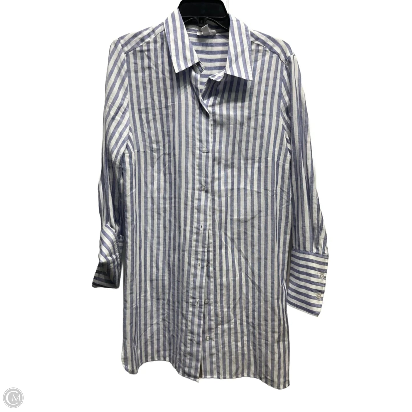 Top Long Sleeve By Tribal In Blue & White, Size: M