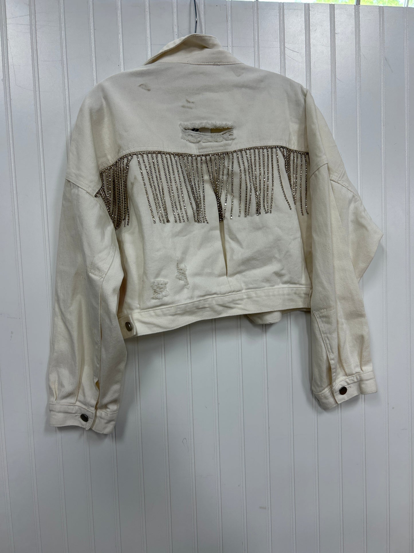 Jacket Denim By Blue B In White Denim, Size:M