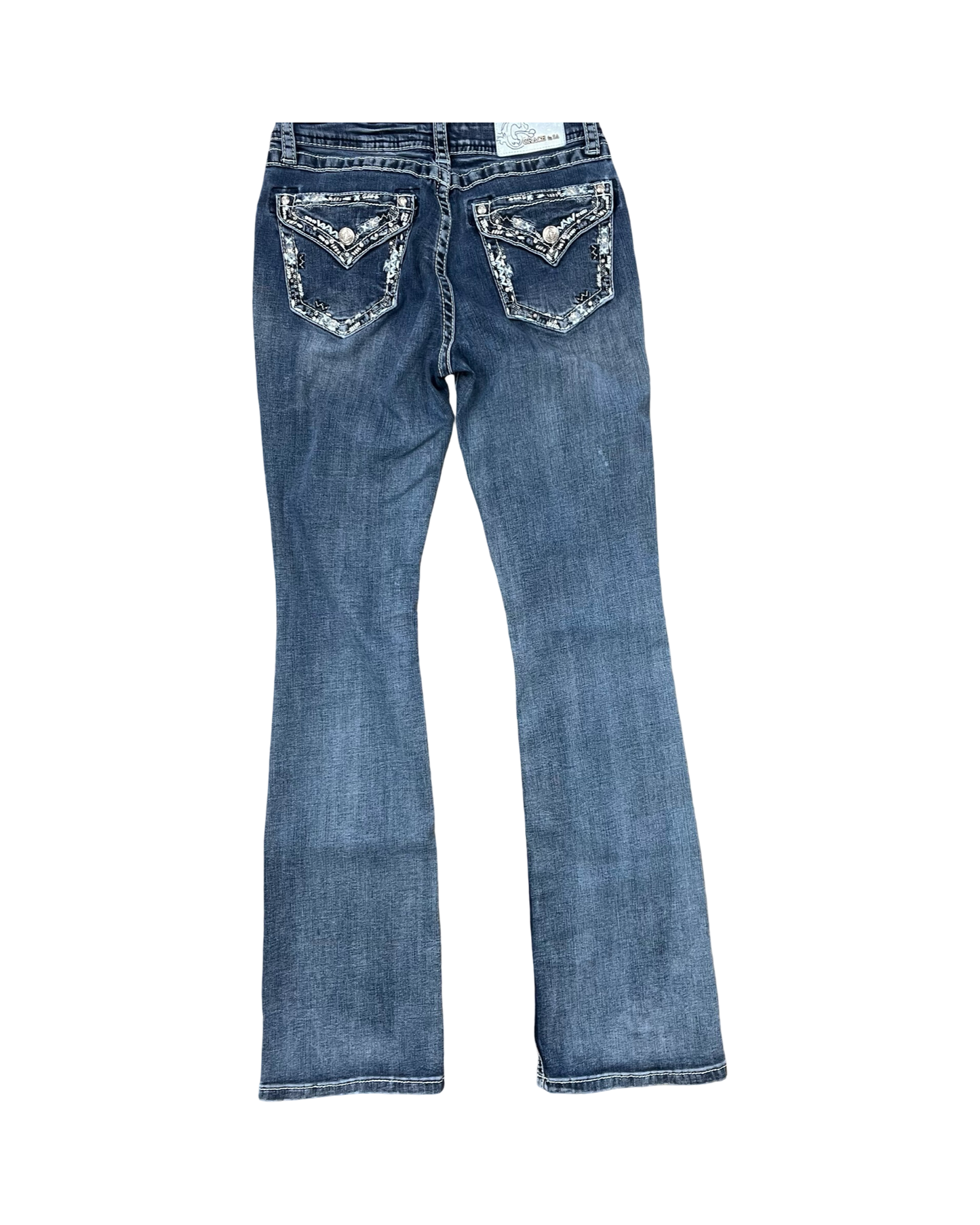 Jeans Straight By Grace In Blue Denim, Size:2