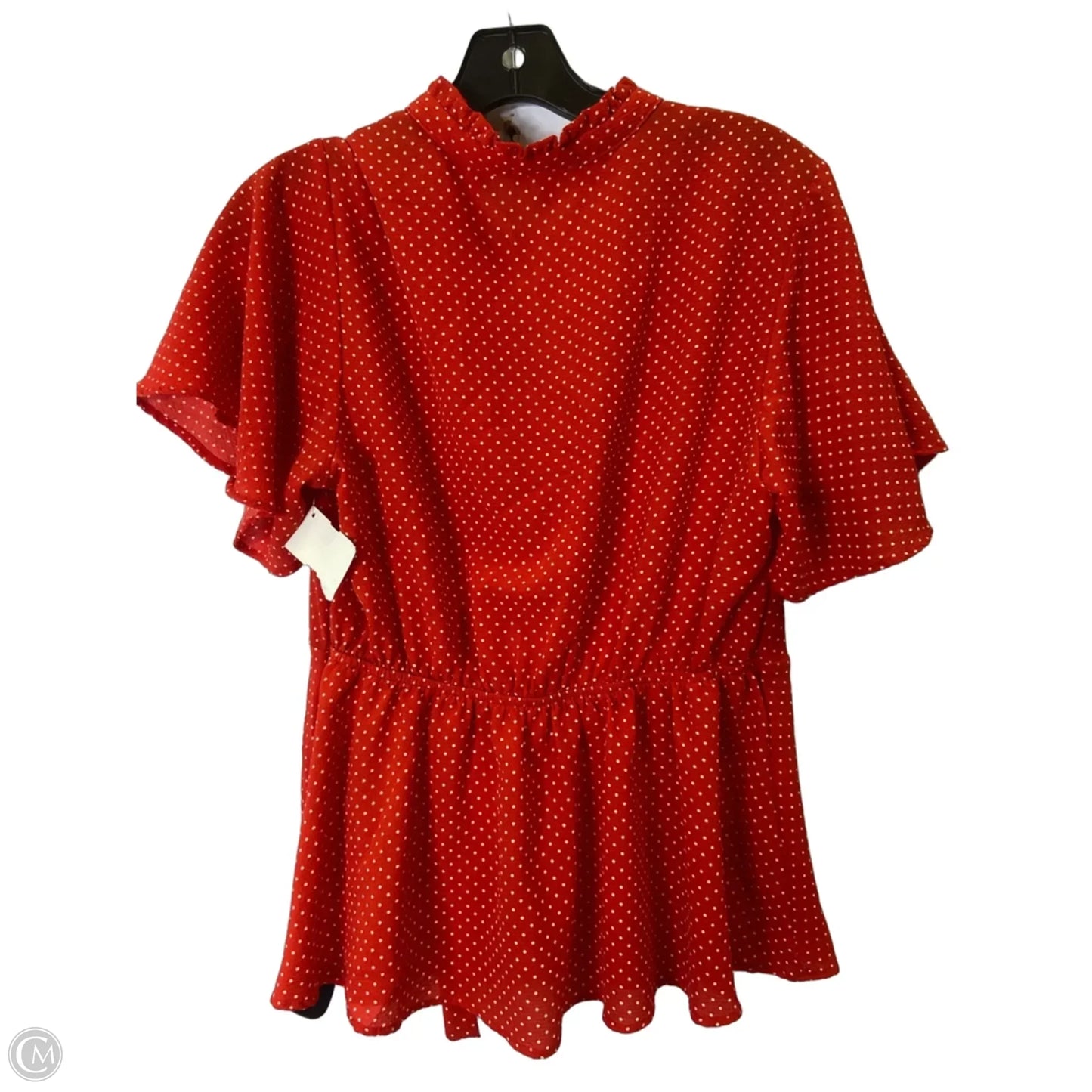 Blouse Short Sleeve By Monteau In Red, Size: Xl