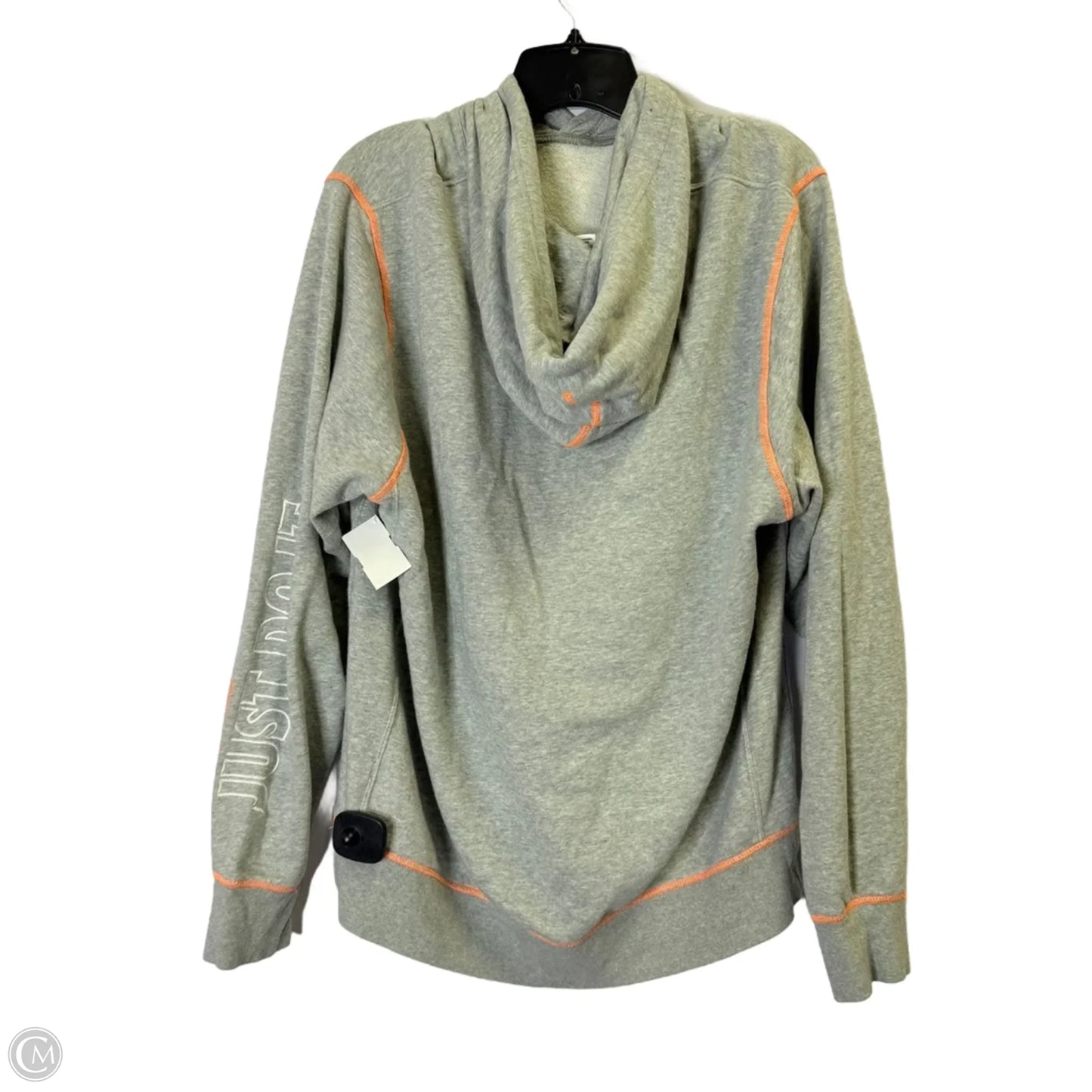 Athletic Sweatshirt Hoodie By Nike Apparel In Grey & Orange, Size: M