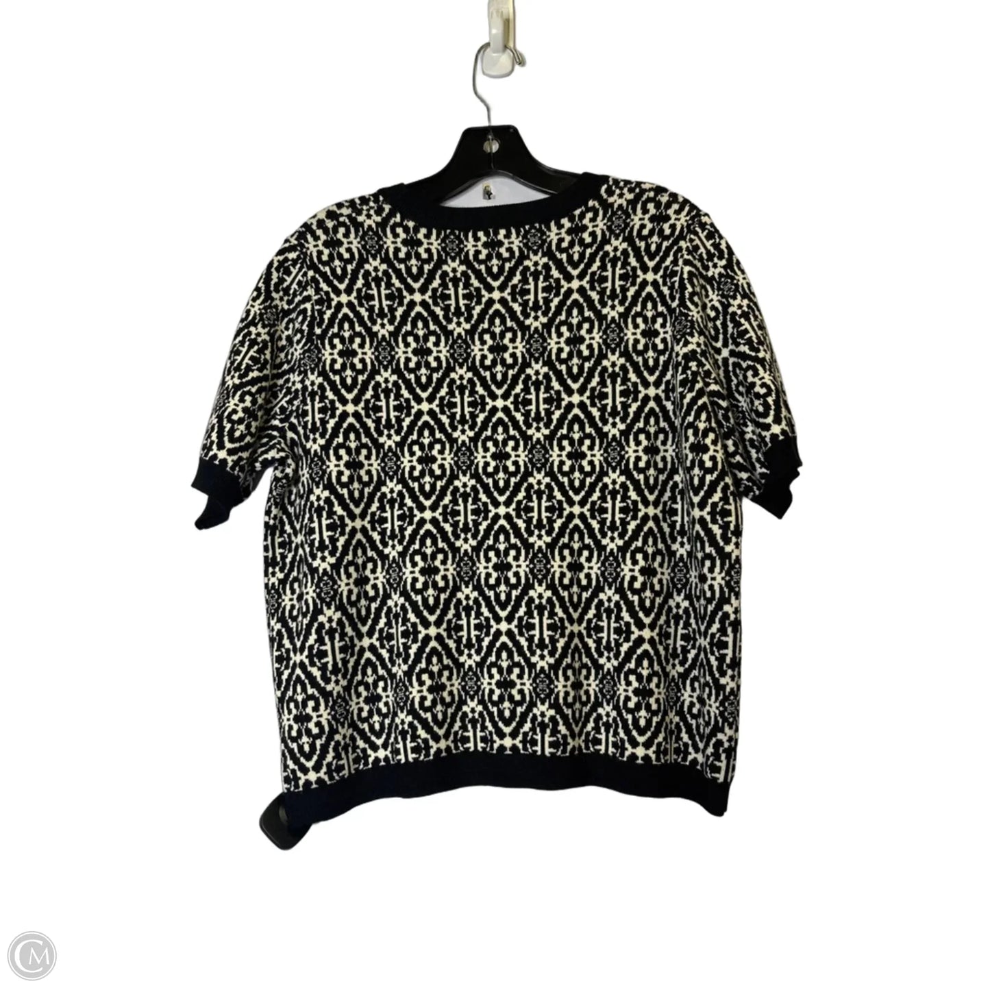 Sweater Short Sleeve By Adrianna Papell In Black & Cream, Size: M