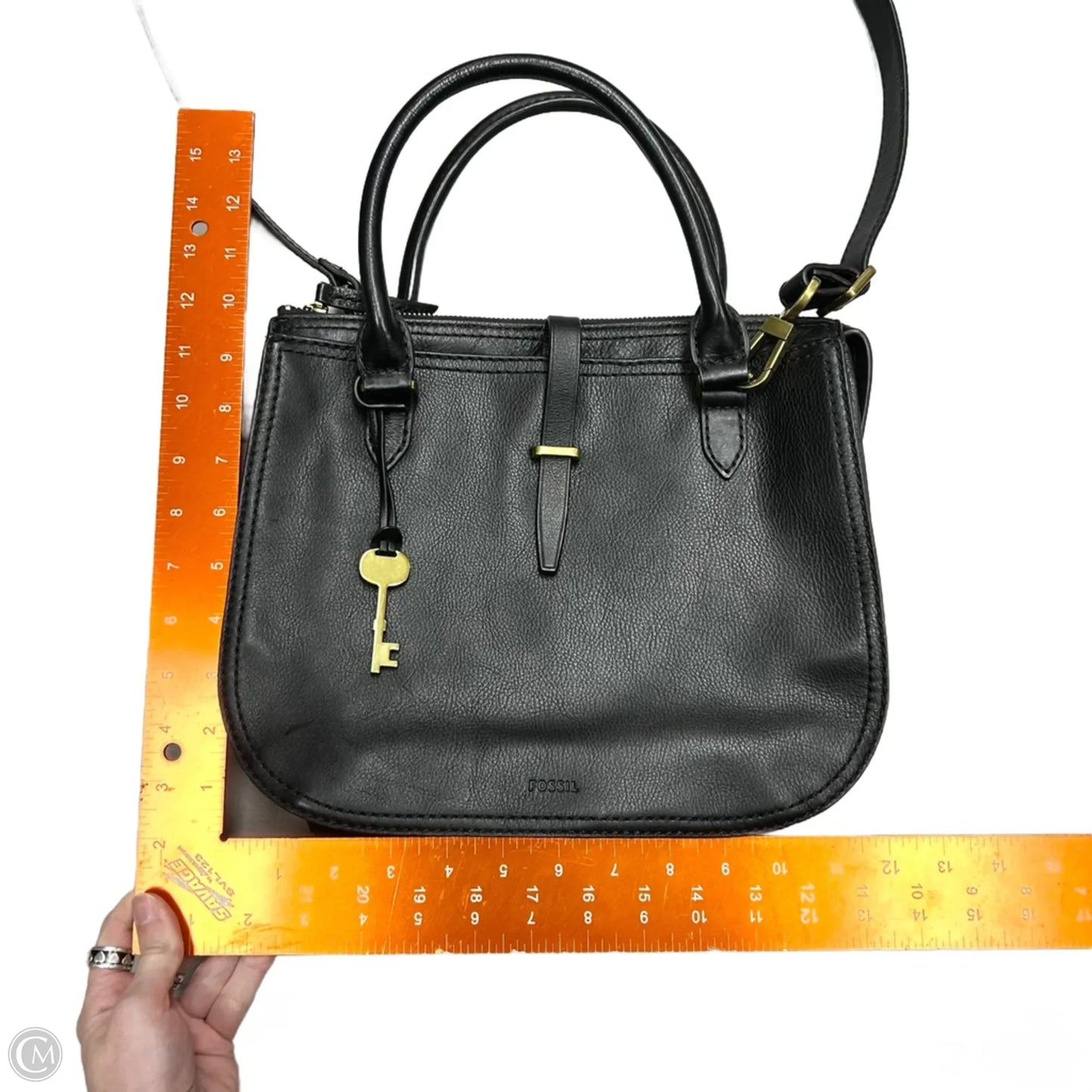 Handbag Leather By Fossil, Size: Large