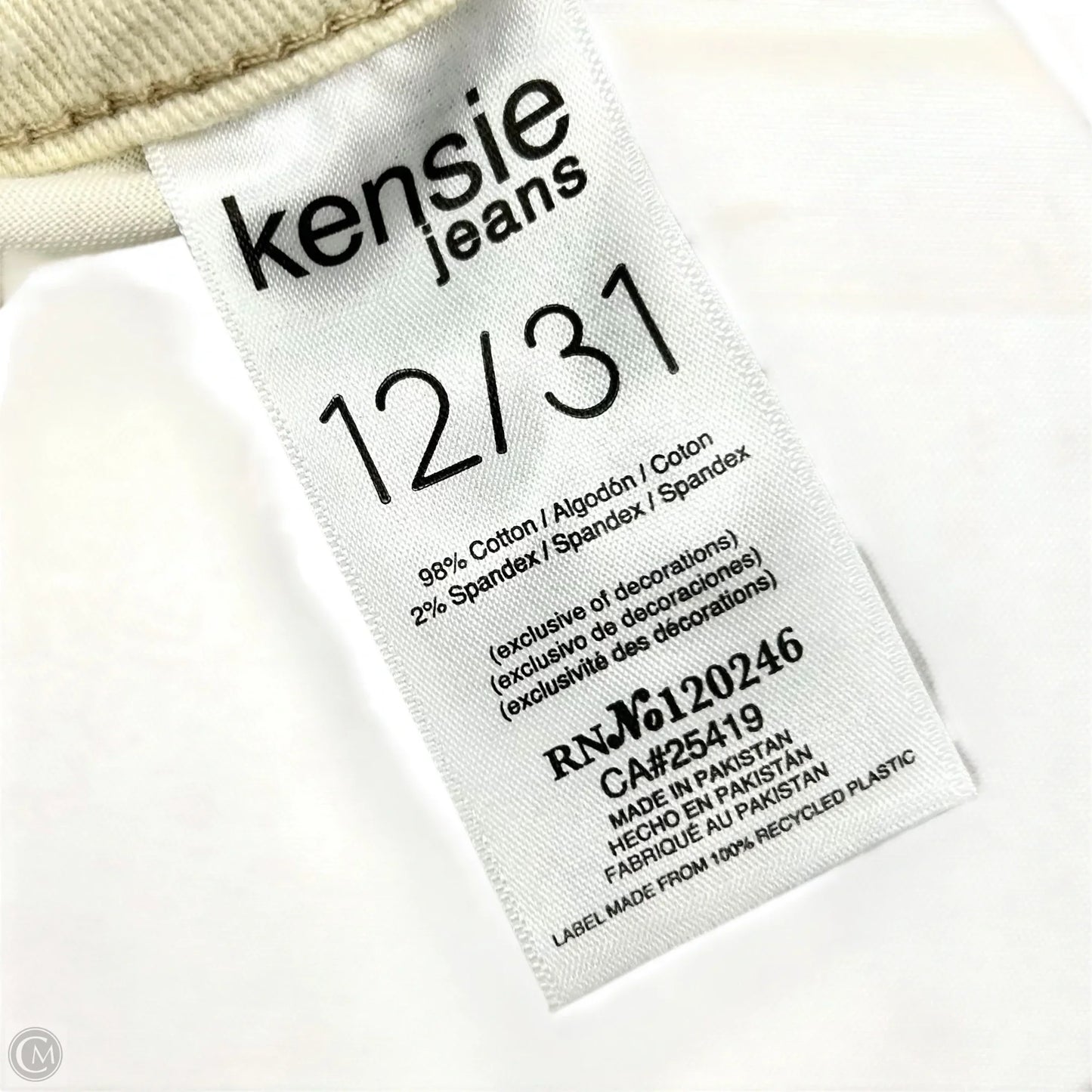 Jeans Straight By Kensie In Cream Denim, Size: 12