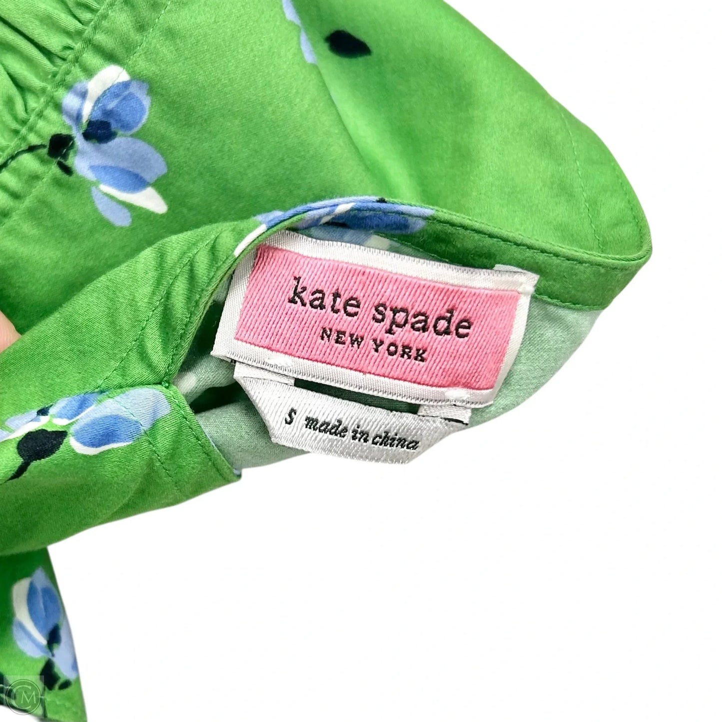 Top Short Sleeve Designer By Kate Spade In Blue & Green, Size: S