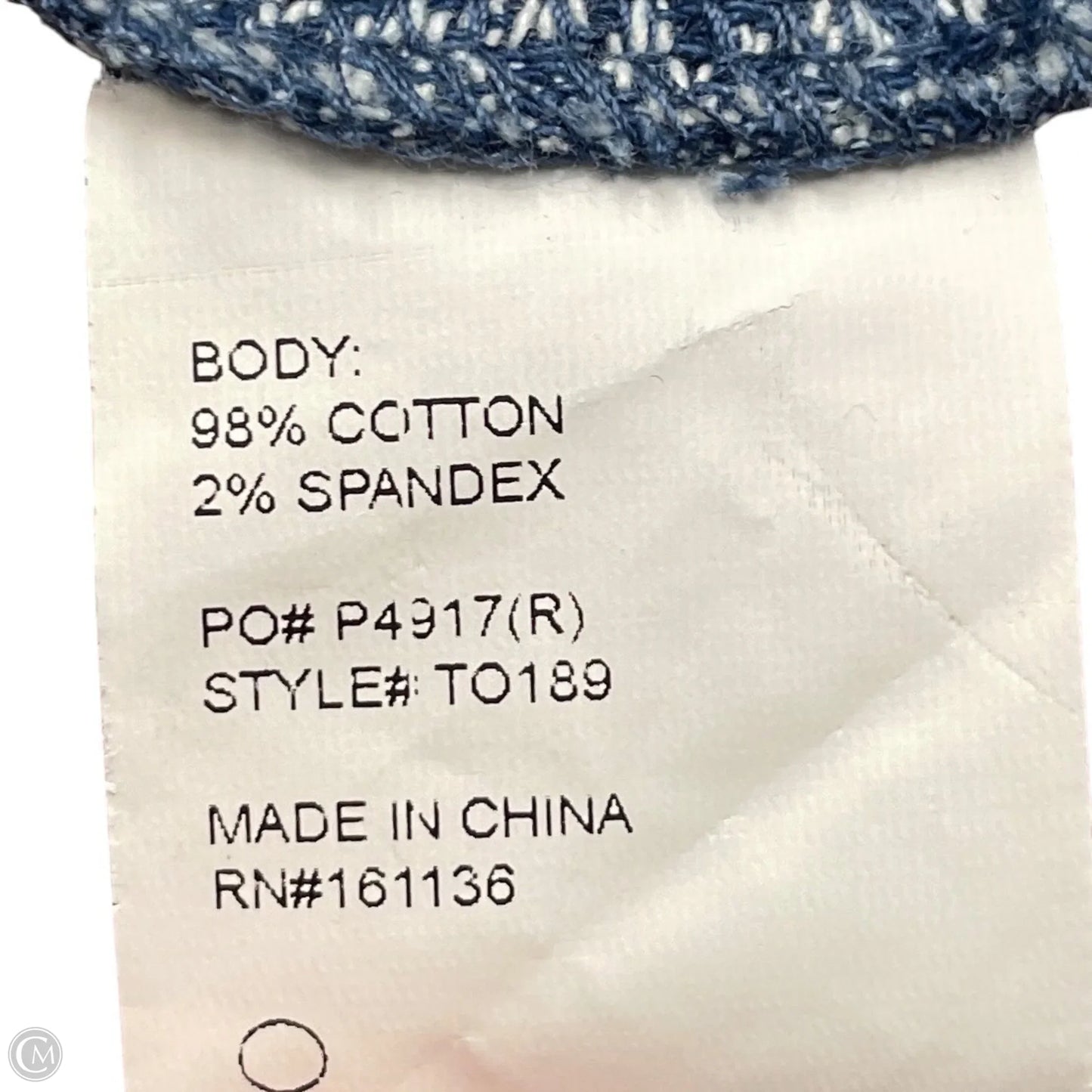 Top Short Sleeve By Rivir In Blue Denim, Size: L