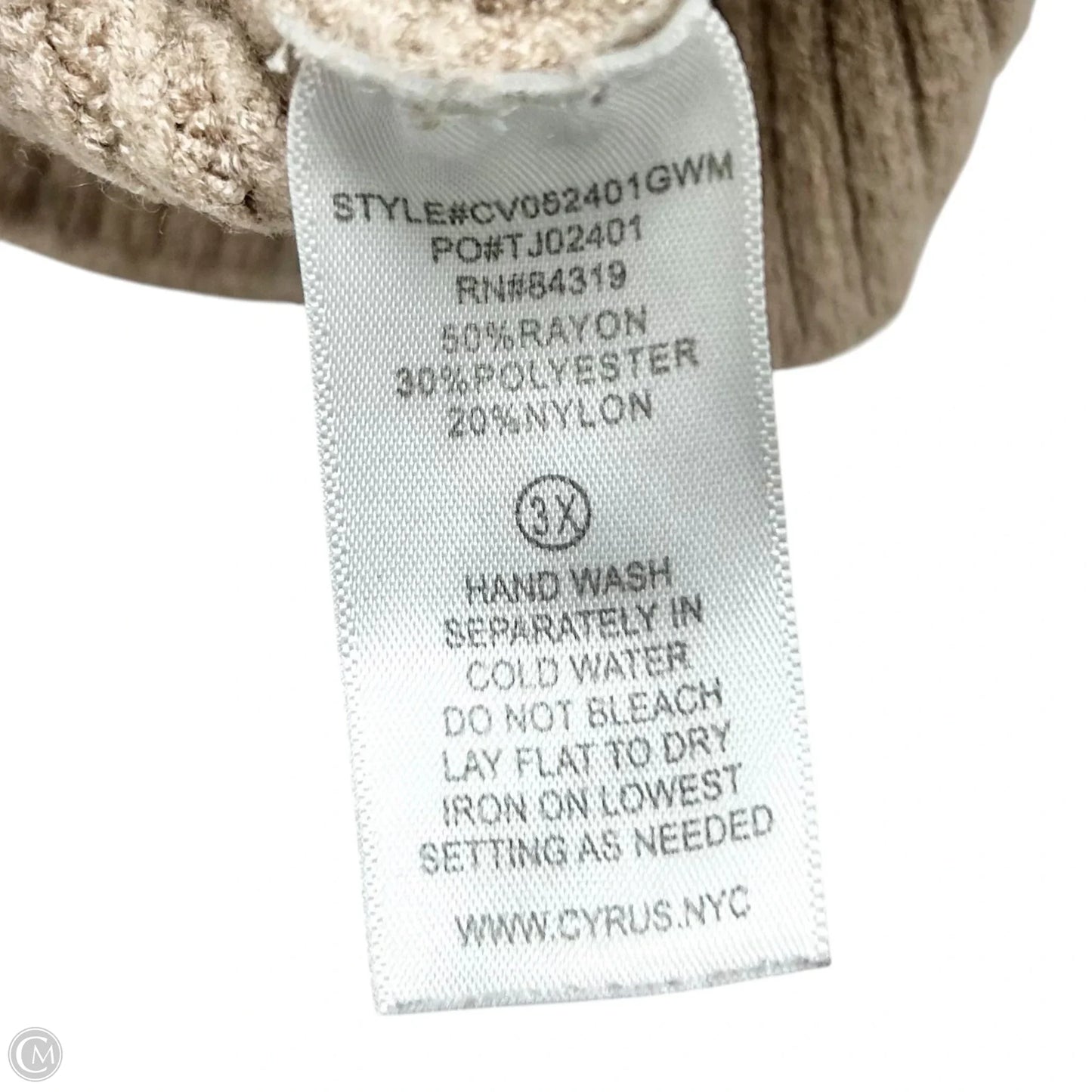 Sweater By Cyrus In Taupe, Size: 3x