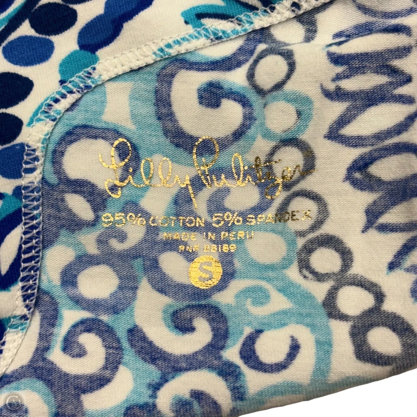 Top 3/4 Sleeve Designer By Lilly Pulitzer In Blue & White, Size: S