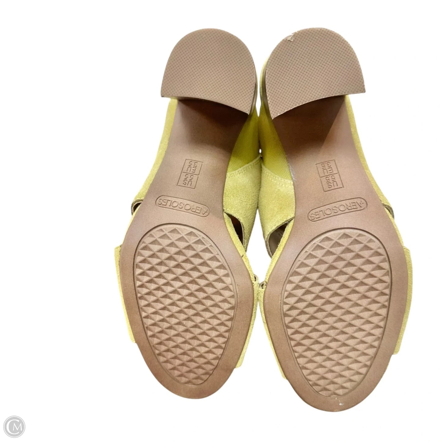 Sandals Heels Block By Aerosoles In Chartreuse, Size: 5.5
