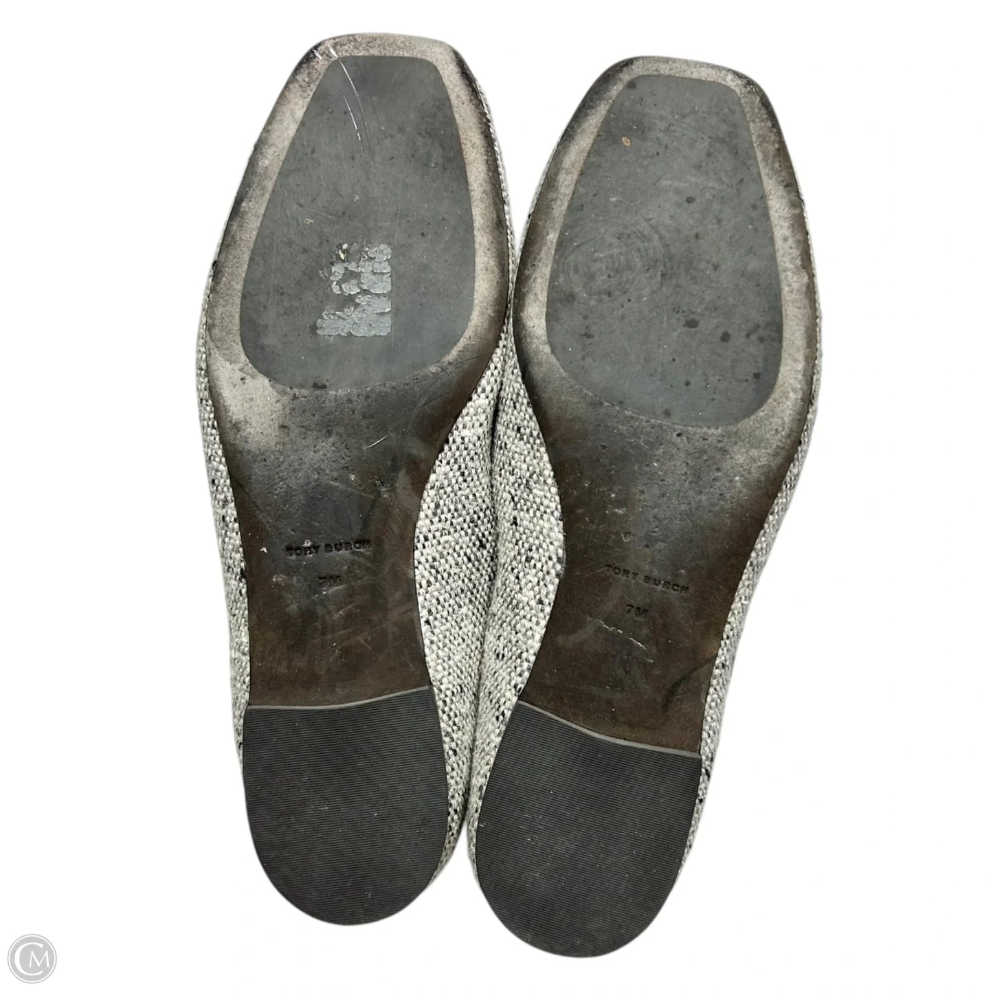 Shoes Designer By Tory Burch In Gold & Grey, Size: 7