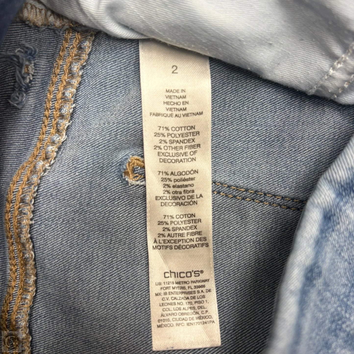 Jeans Skinny By Chicos In Blue Denim, Size: L