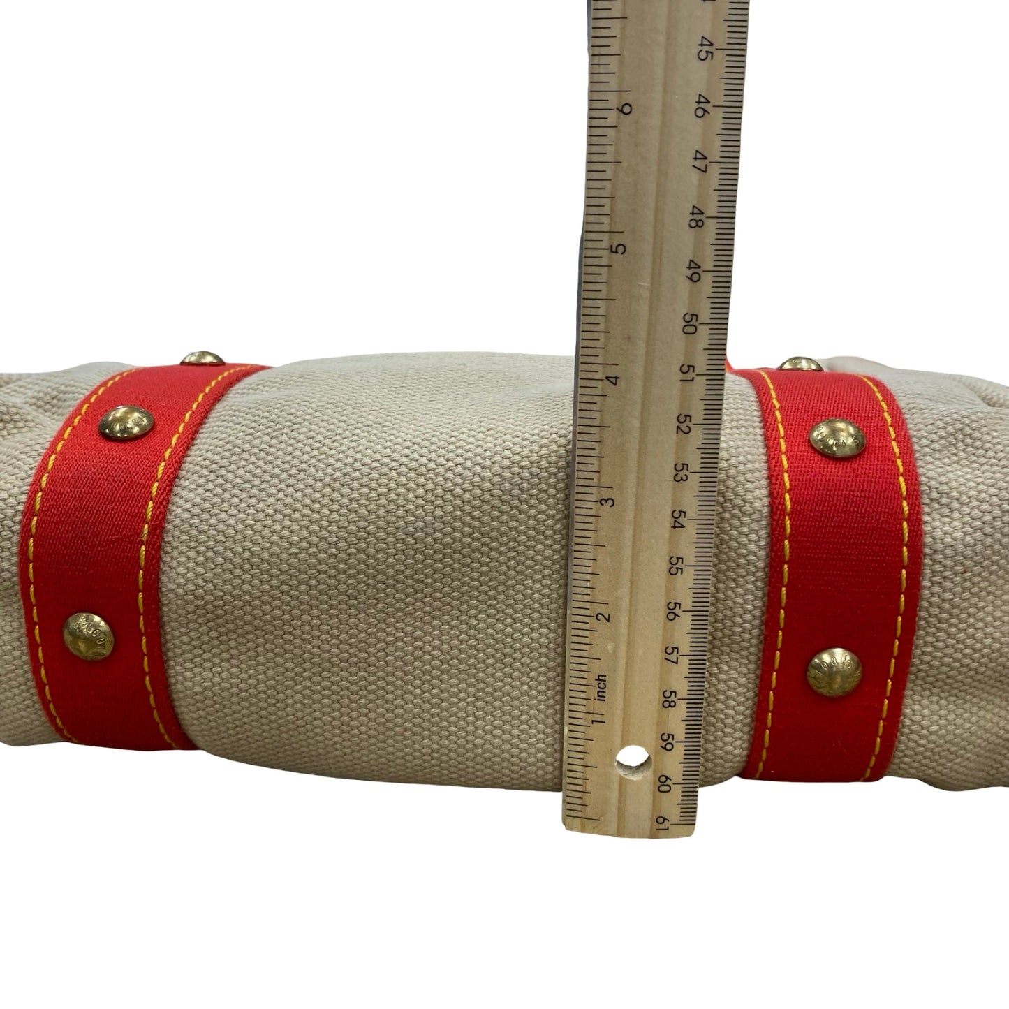 Handbag Luxury Designer By Louis Vuitton In Red & Tan, Size:Medium