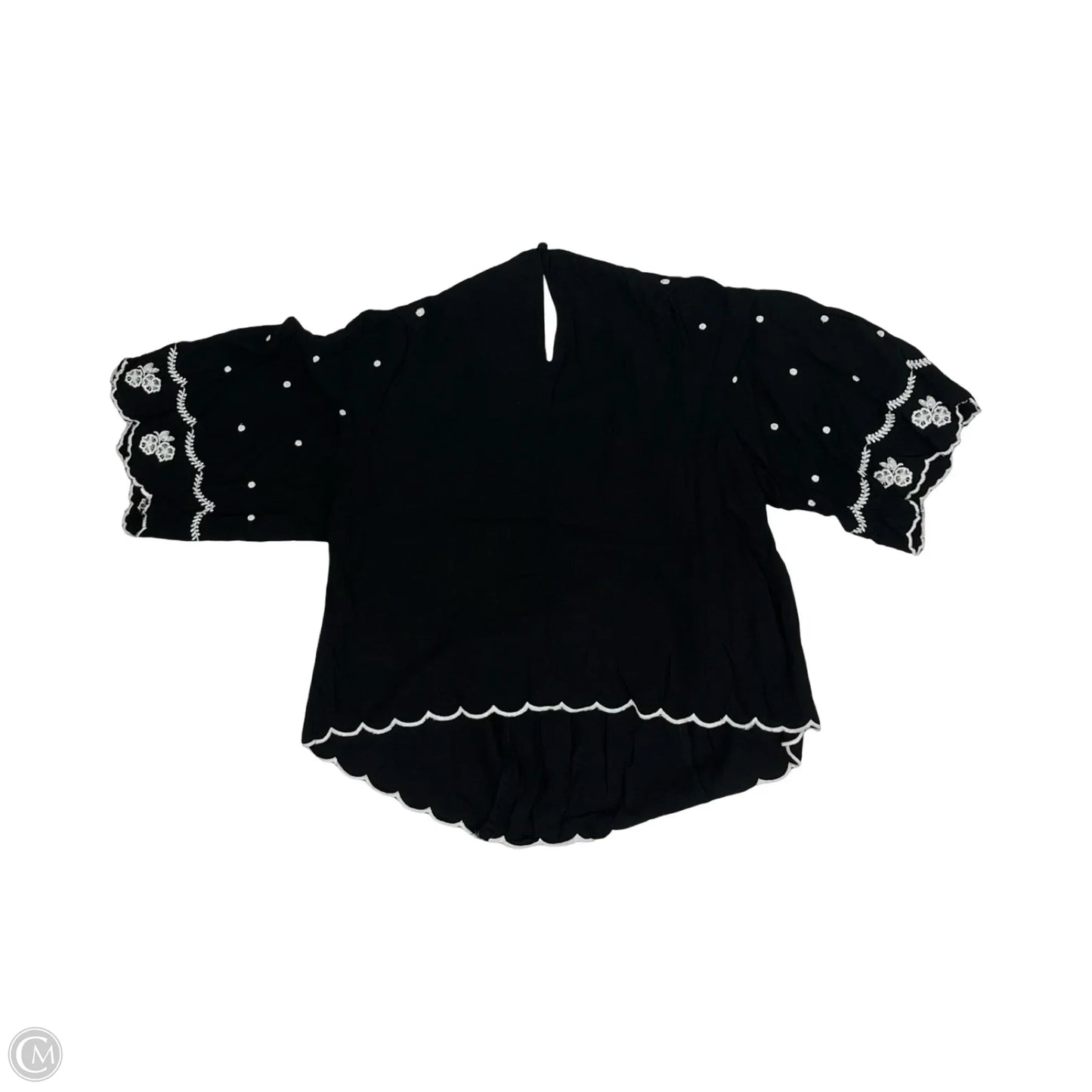 Blouse Short Sleeve By Loft In Black & Cream, Size: M