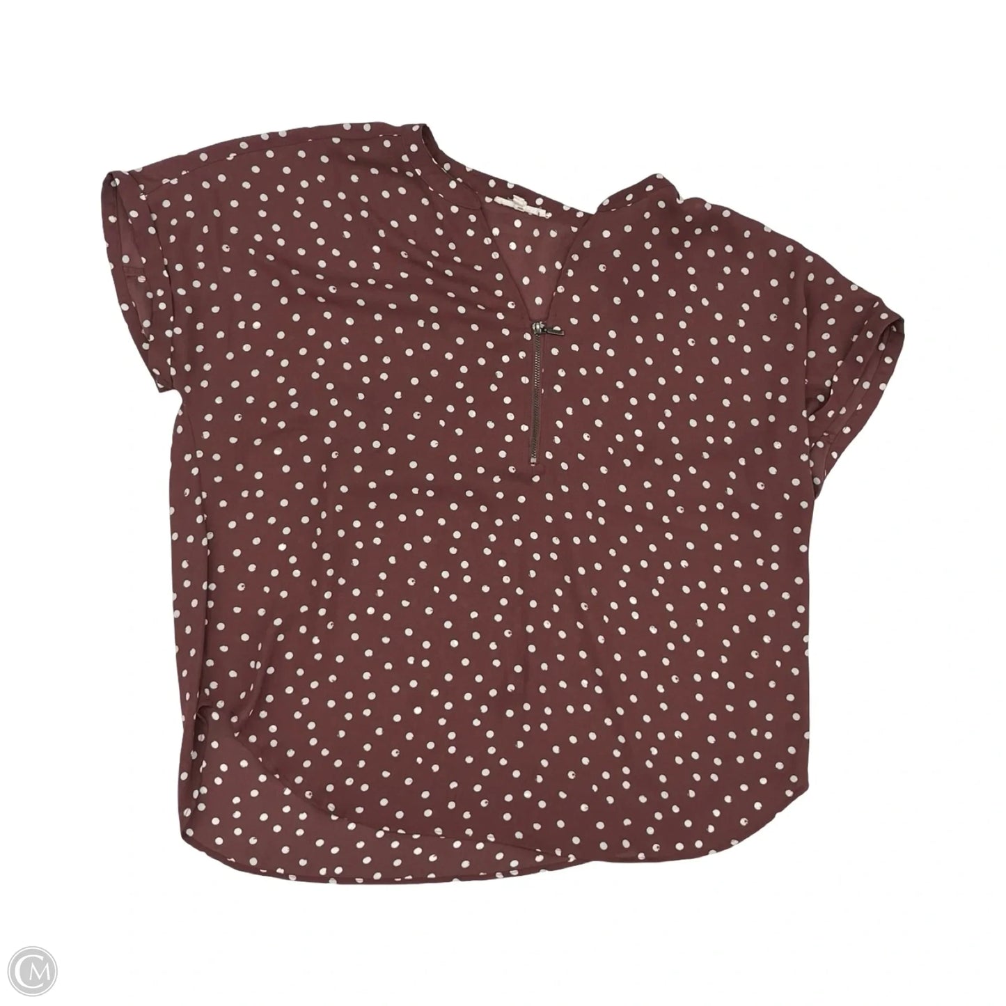Blouse Short Sleeve By Maurices In Polkadot Pattern, Size: L