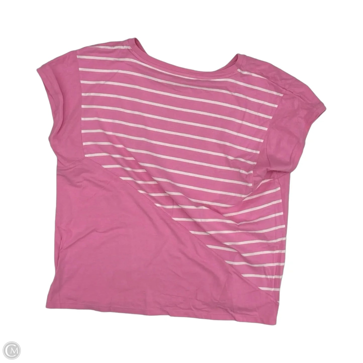 Top Short Sleeve By Talbots In Pink & White, Size: L