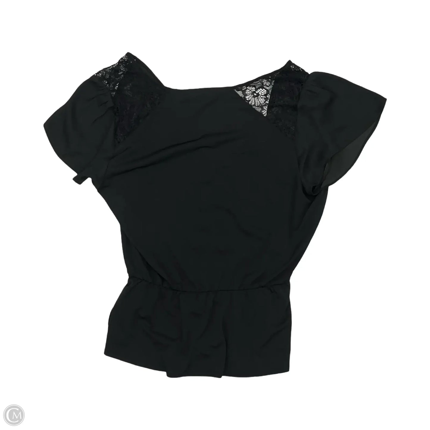 Blouse Short Sleeve By Fortune & Ivy In Black, Size: L