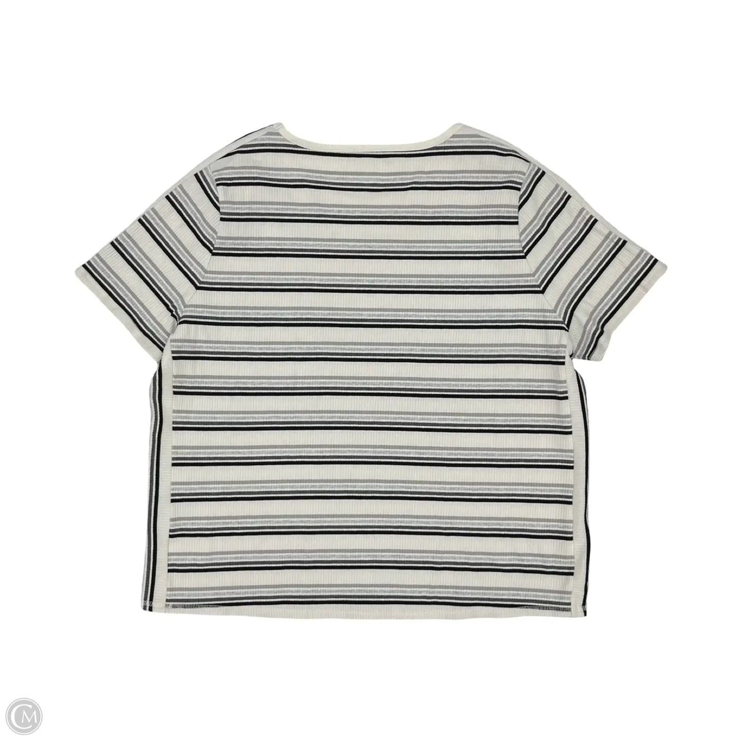 Top Short Sleeve By Talbots In Grey & White, Size: 3x