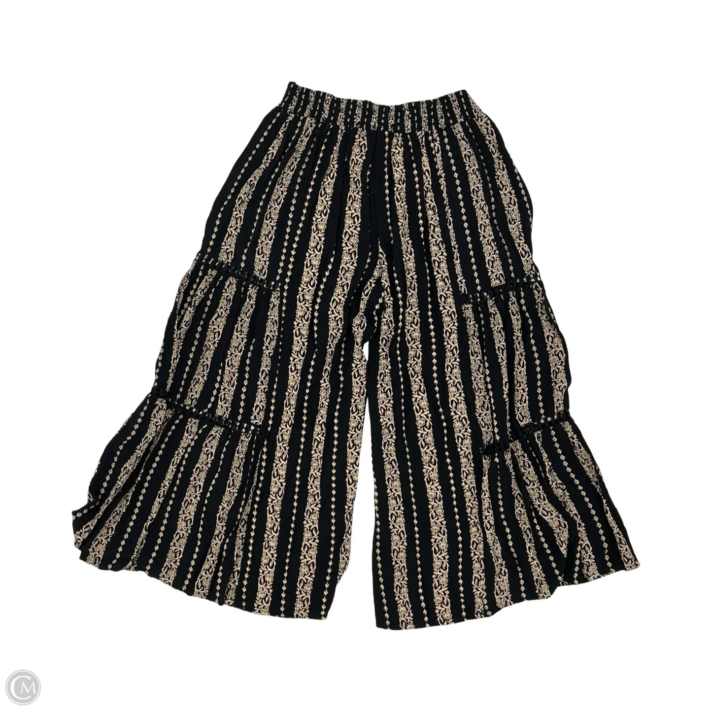 Pants Cropped By Angie In Black & Tan, Size: Xl