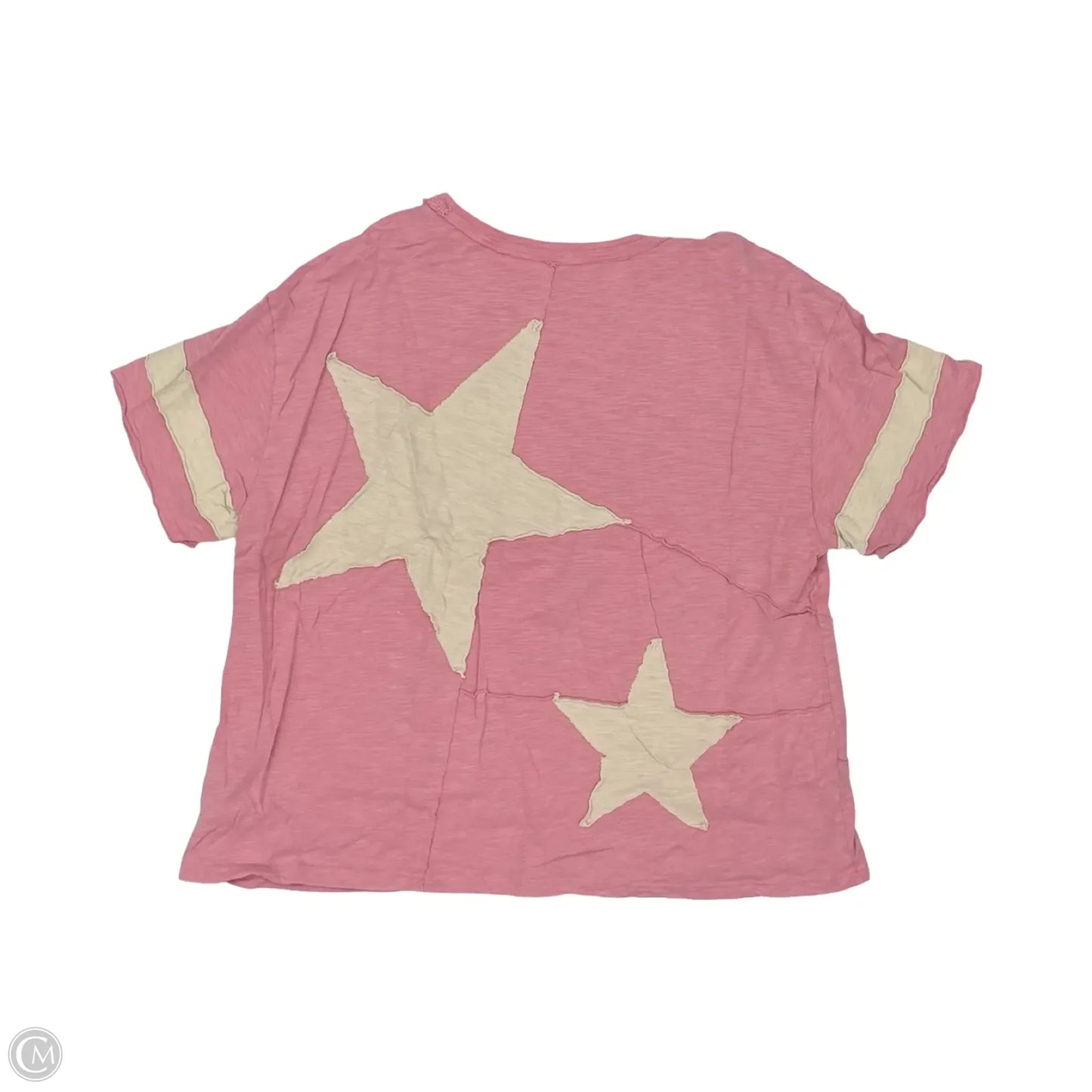 Top Short Sleeve By Shein In Cream & Pink, Size: 3x