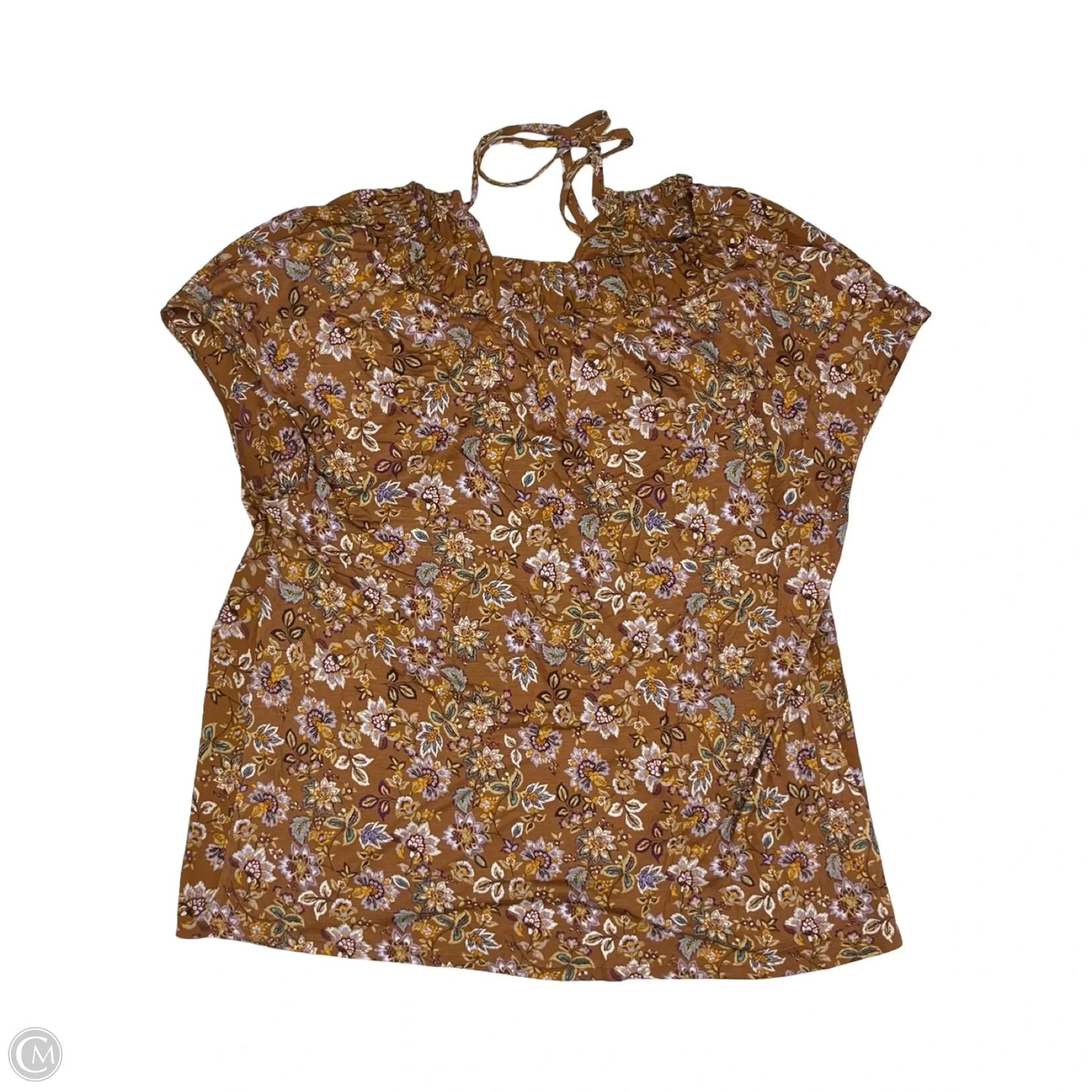 Blouse Short Sleeve By Loft In Brown, Size: L